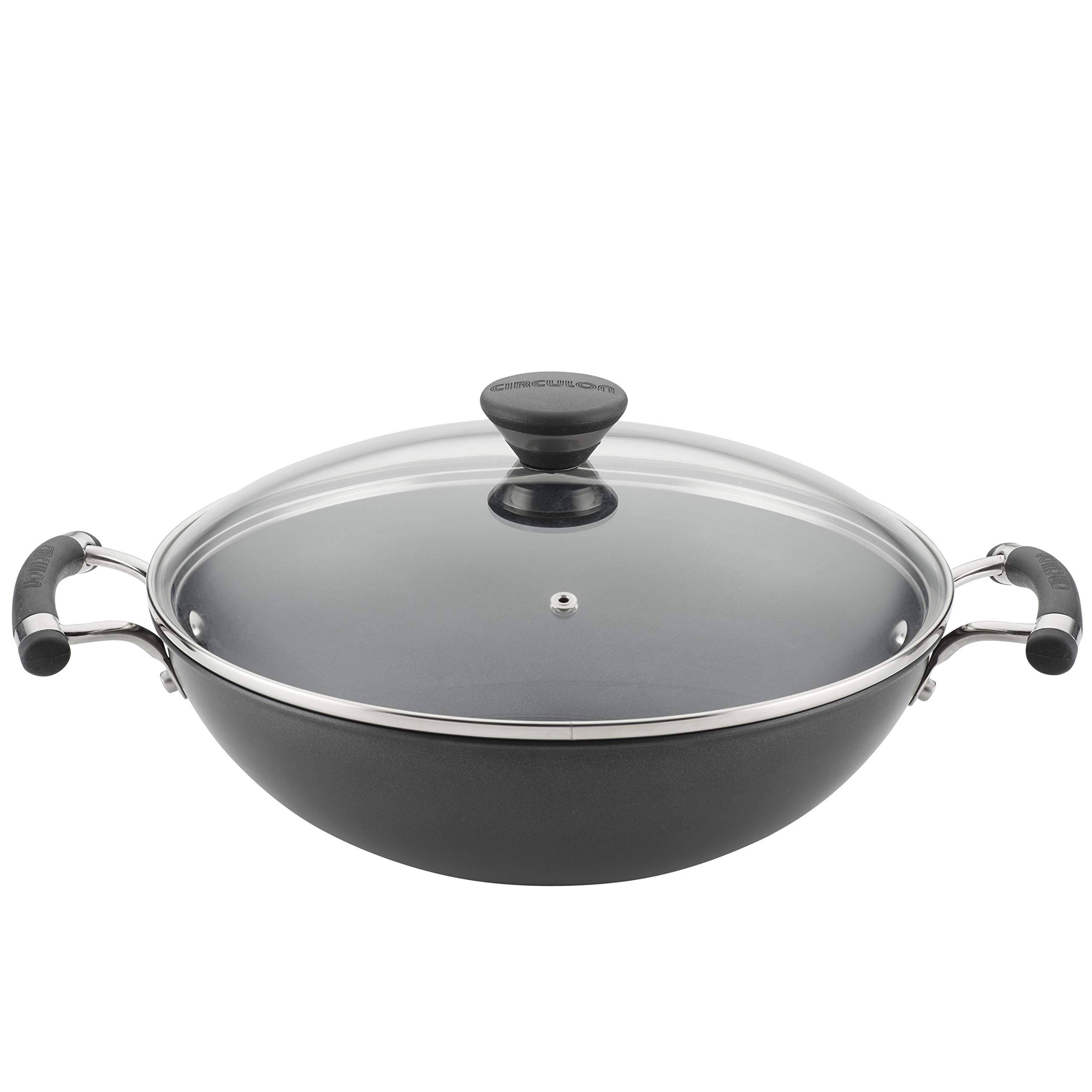 Circulon Acclaim Hard-Anodized Nonstick 12.5-inch Covered Wok, Black