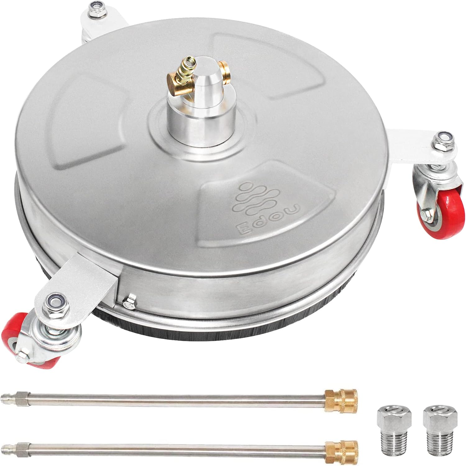EDOU 14'' Pressure Washer Surface Cleaner Power Washer Attachment with 2 Extension Wand and 2 Replaceable Nozzles,4000 PSI