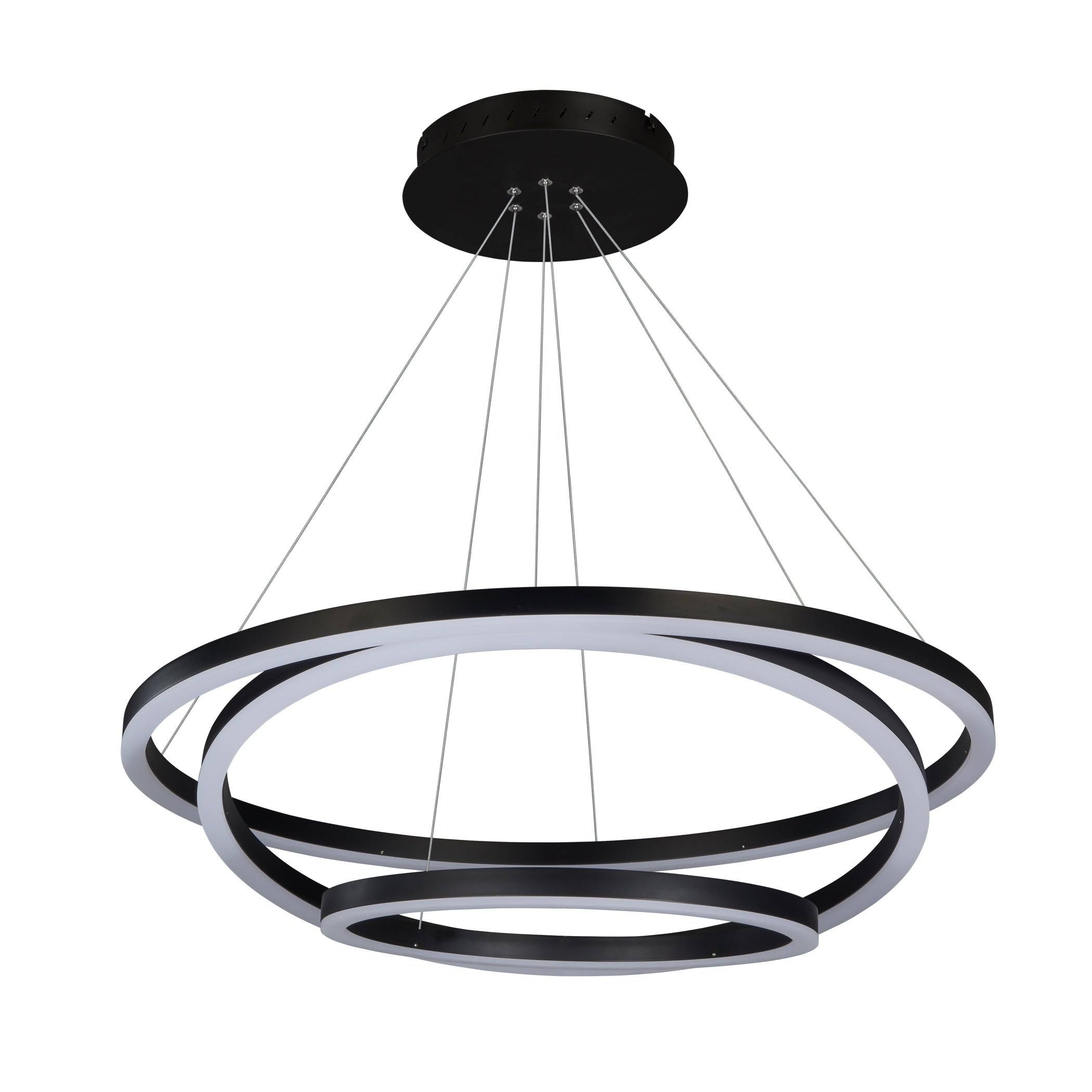 VONN Lighting VMC32500BL Tania Trio Black 32x22 LED Modern Adjustable Circular Chandelier