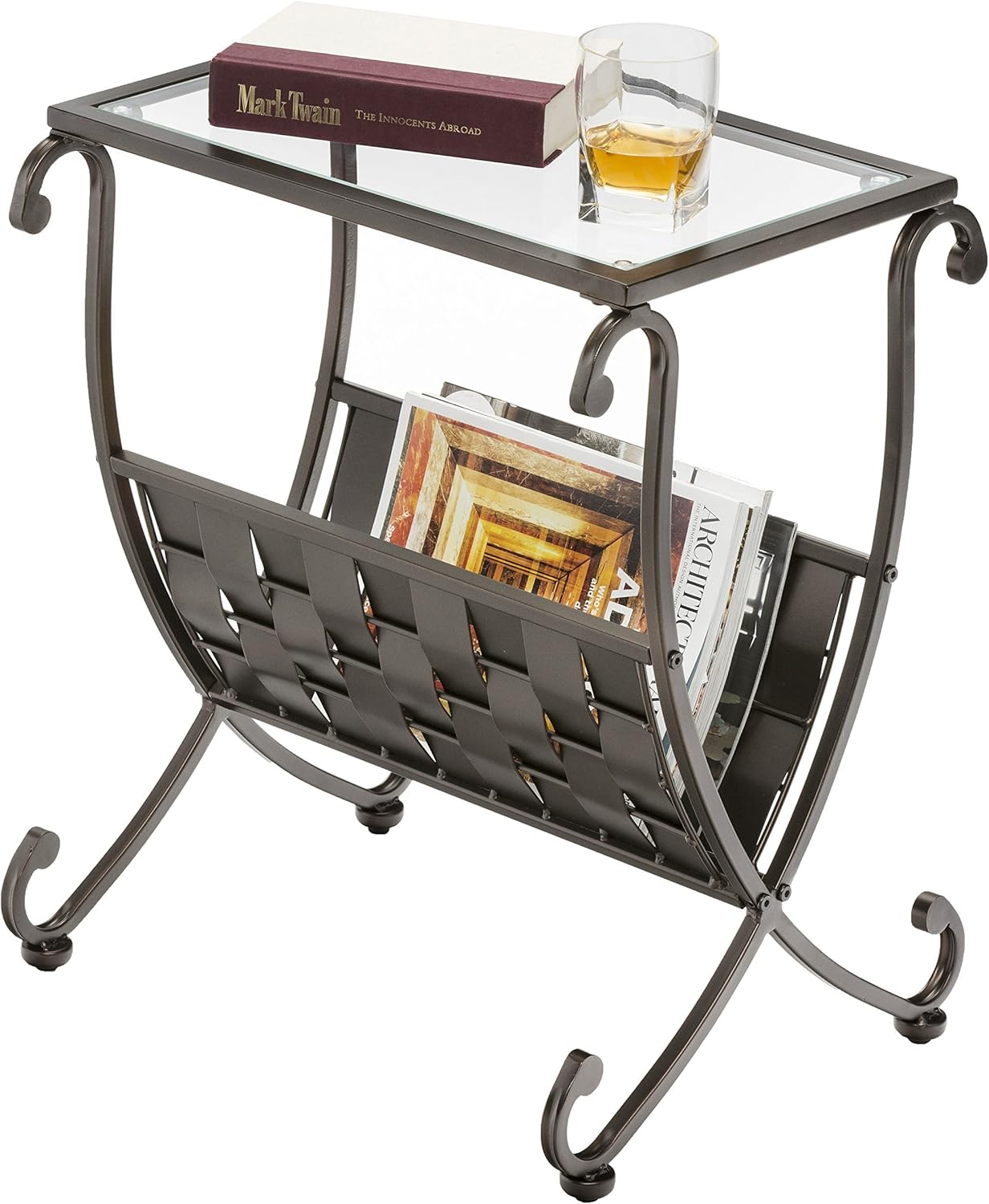 Mango Steam Melbourne Magazine Rack/Side Table/Night Stand/Remote Stand with Storage Basket Pack of 2