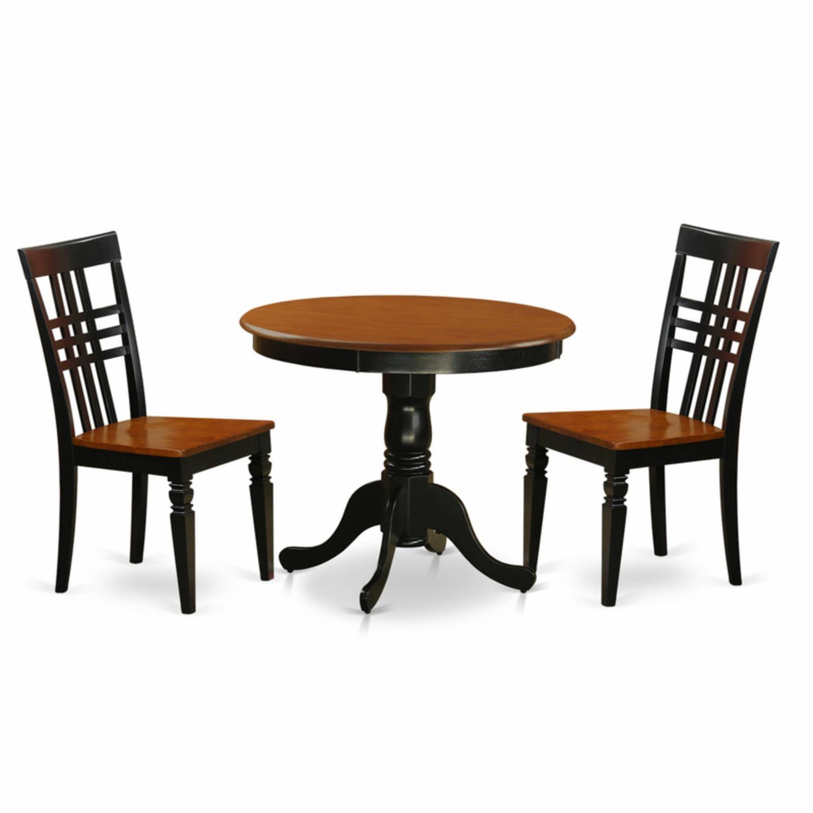 East West Furniture 3 Piece Triple Crossback Kitchen Dinette Dining Table Set, Black