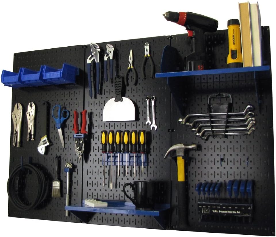 Pegboard Organizer Wall Control 4 ft. Metal Pegboard Standard Tool Storage Kit with Black Toolboard and Black Accessories