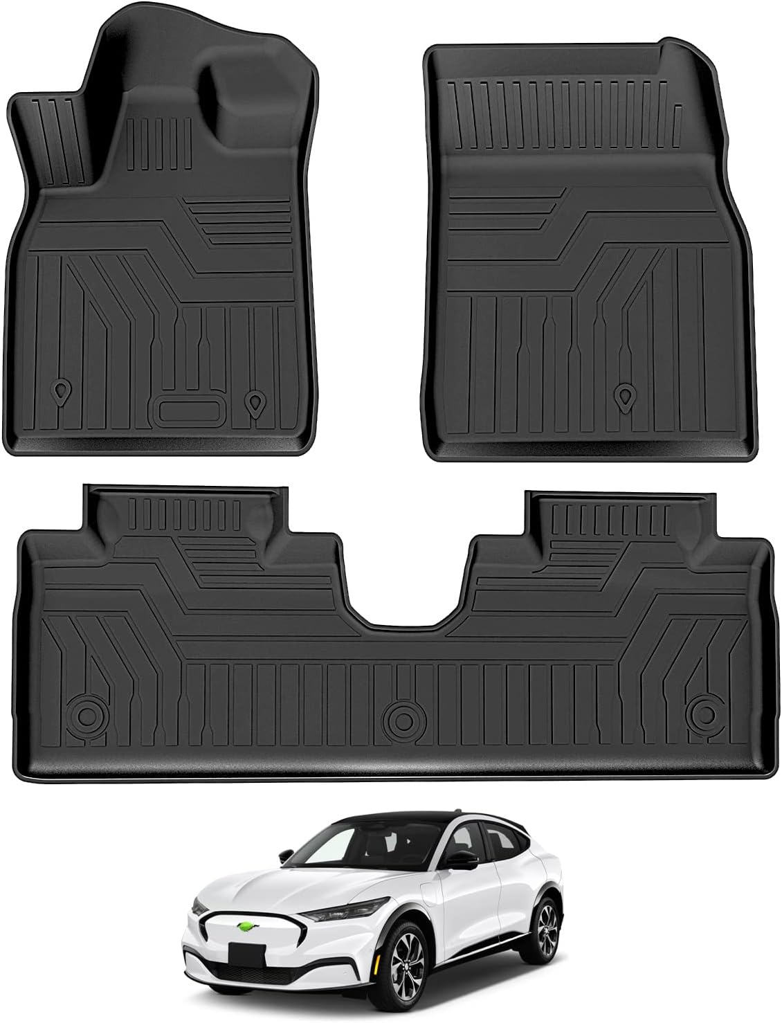 T TGBROS Custom Fit for Car Floor Mats Ford Mustang Mach E 2021 2022 Mach-E (NOT for Ford Mustang) All-Weather Floor Mat Liners Front & Rear Row Full Set Liner Non-Slip TPE Odourless