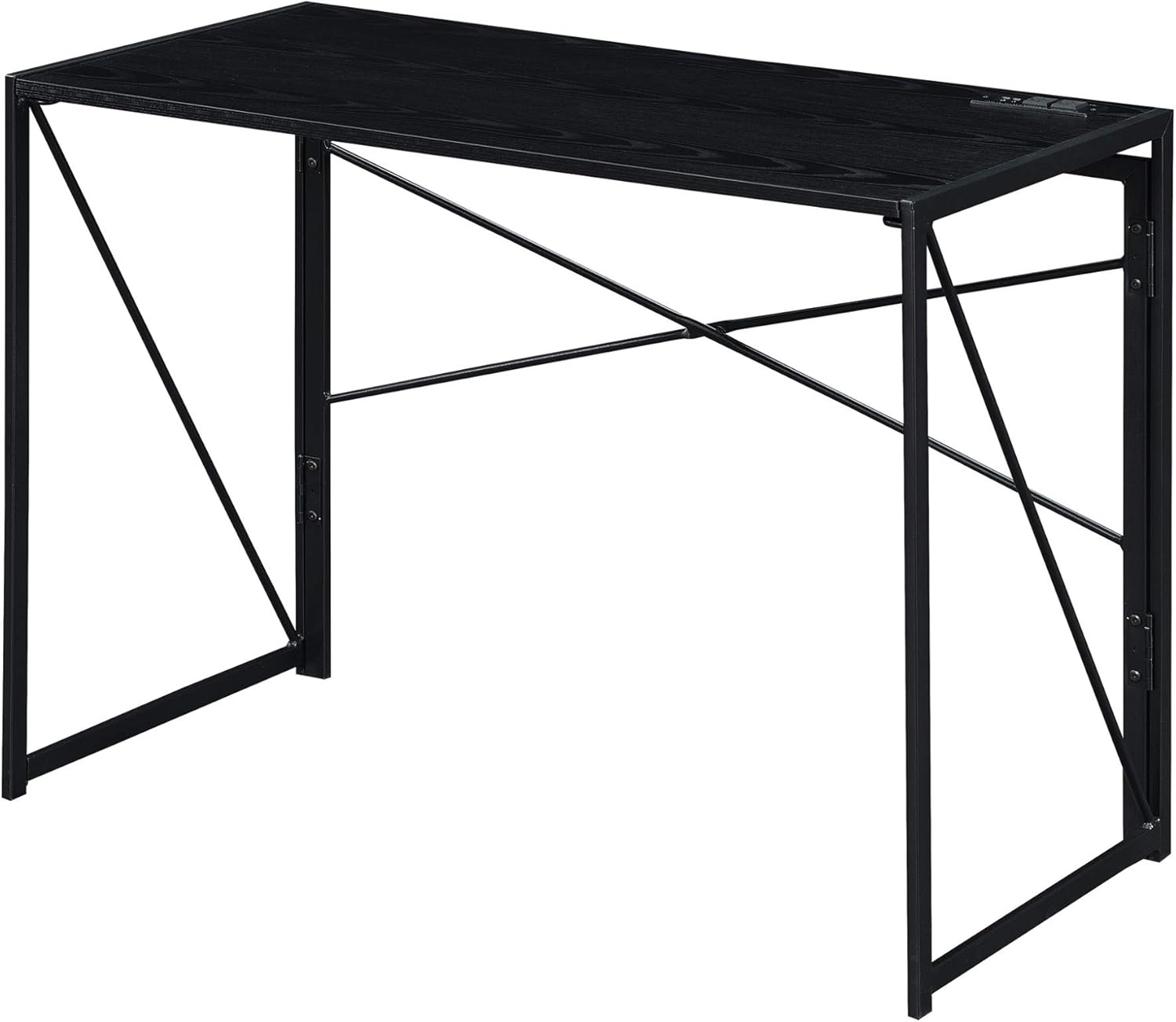Convenience Concepts Xtra Folding Desk with Charging Station, Black/Black Pack of 2