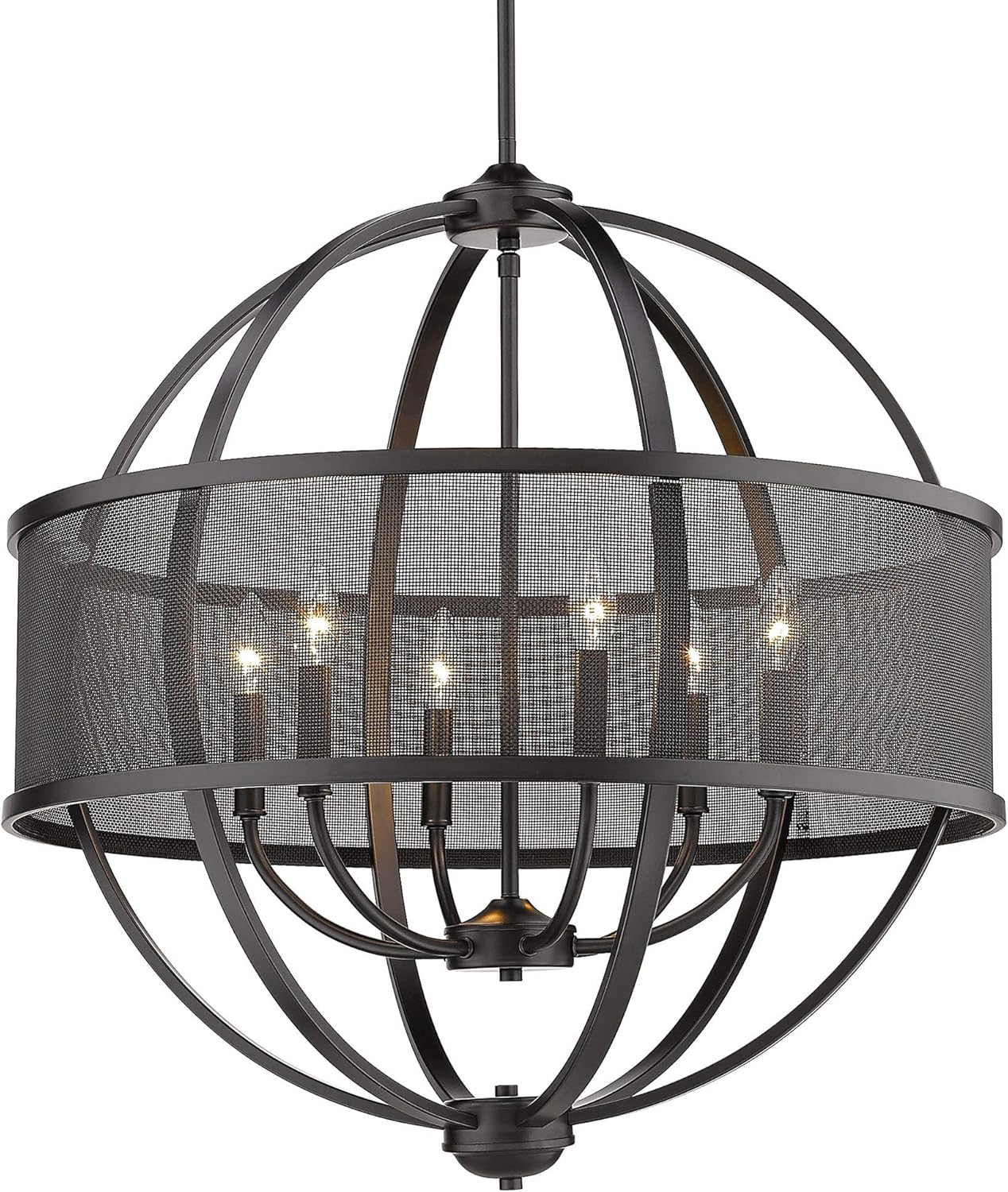 Colson 6 Light Chandelier (with Shade) Matte Black with Matte Black Shade