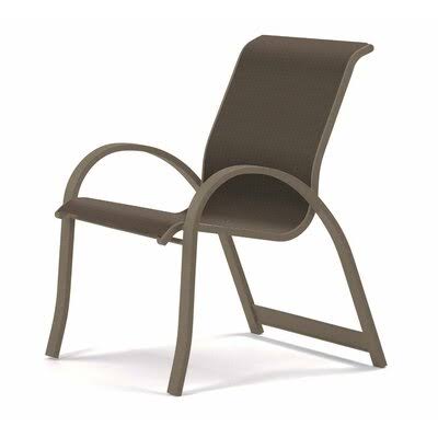 Aruba Stacking Metal Patio Dining Armchair Telescope Casual Frame Color: Textured Snow, Color: Tweed