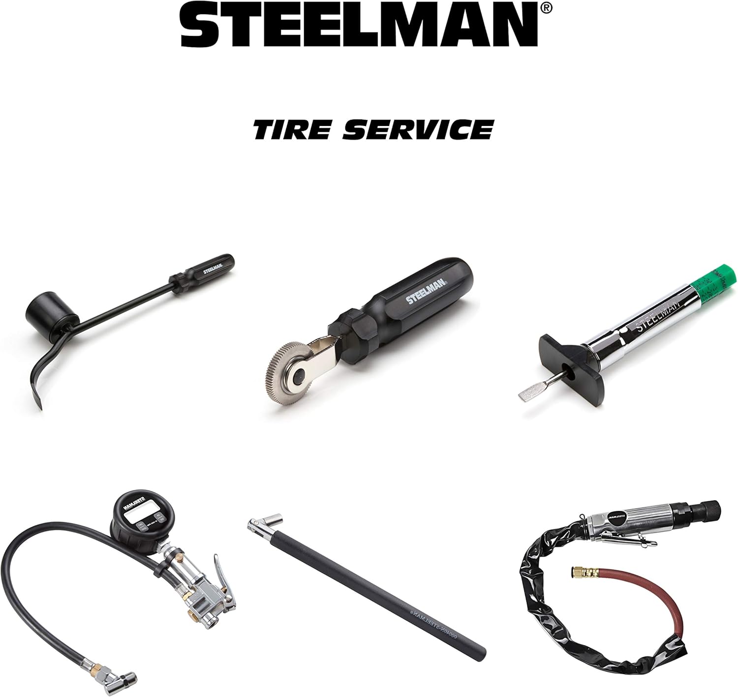 Steelman Heavy Duty Low Speed Tire Buffer, 3/8-Inch Quick-Change Chuck, Variable Speed Throttle, Built-in Regulator, Redirected Exhaust, Ideal for Tire Inner Liner Cleaning, Reaming, and Roughing Pack of 2