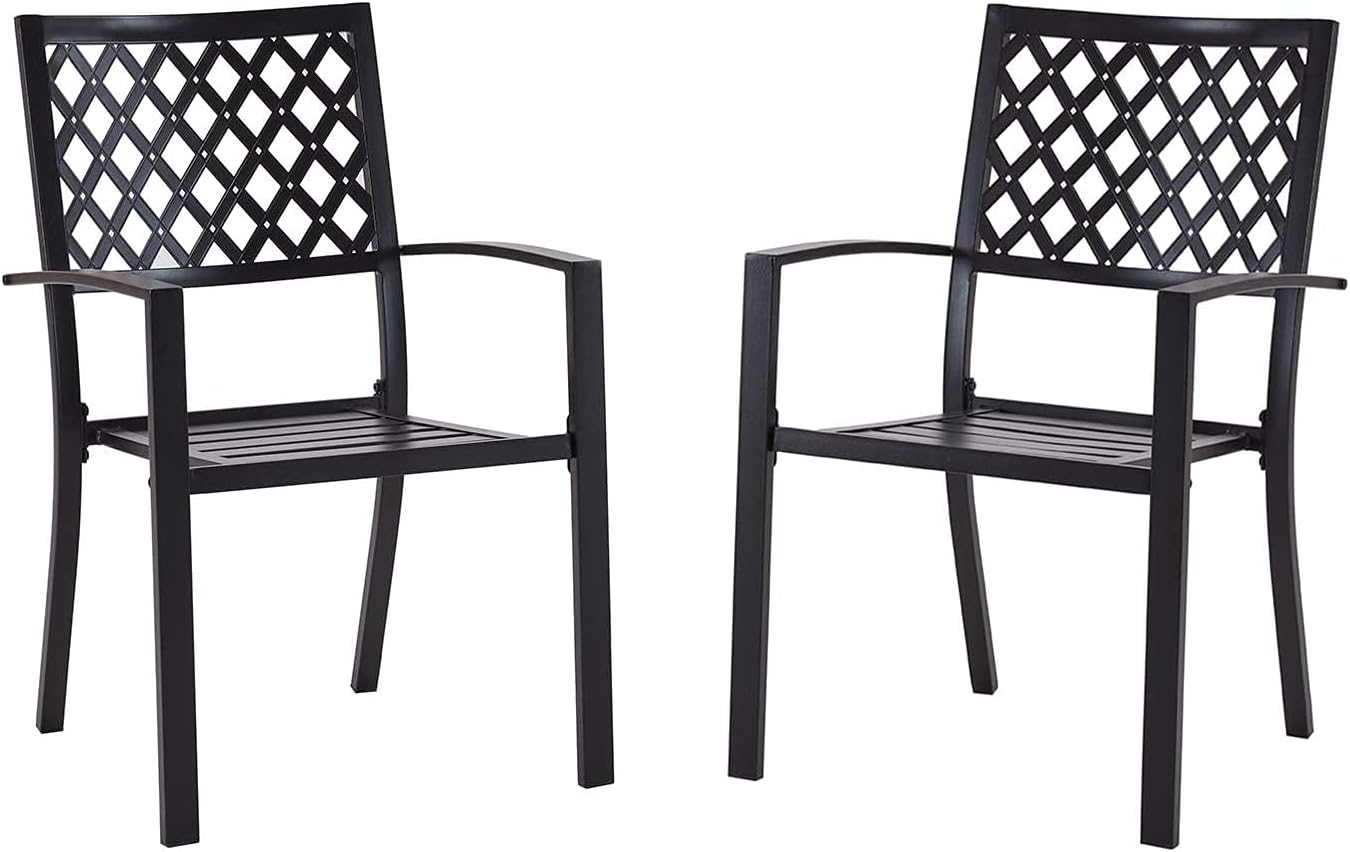 VICLLAX Outdoor Metal Bistro Patio Stackable Dining Chairs Set of 2 for Garden & Porch