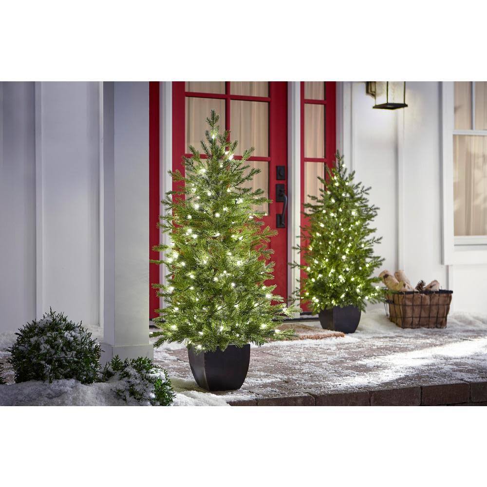 Home Accents Holiday 4 ft. Pre-Lit Warm White LED Potted Artificial Christmas