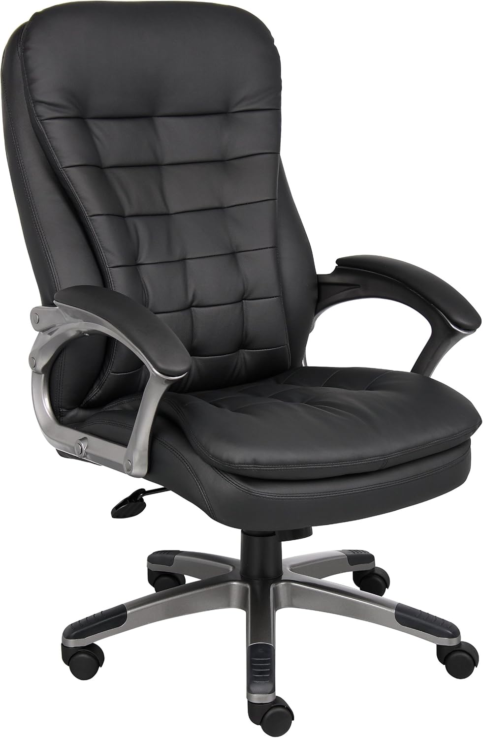 Boss Office Products B9331 High Back Executive Chair with Pewter Finsh in Black