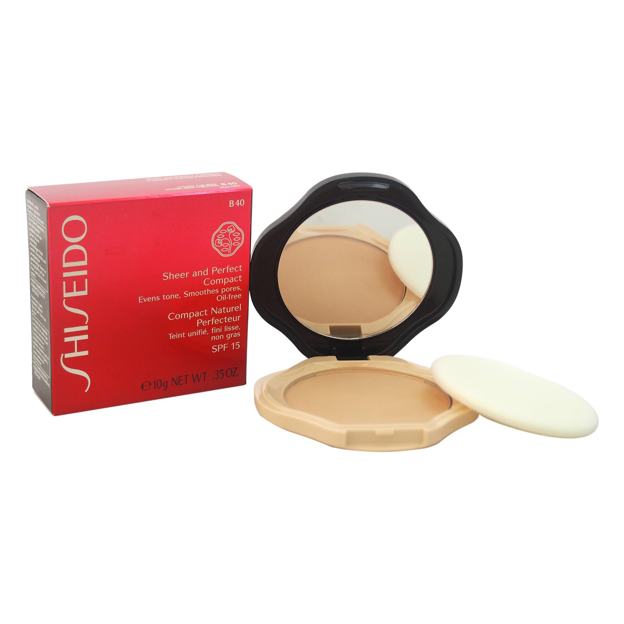 Shiseido Sheer u0026 Perfect Compact Foundation SPF15 - #B40 Natural Fair Beige 0.35oz