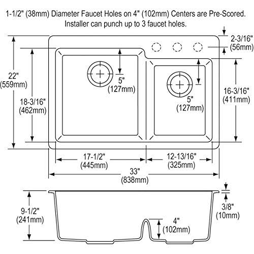 Elkay ELGLBO3322BK0 Quartz Classic Kitchen Sink Black