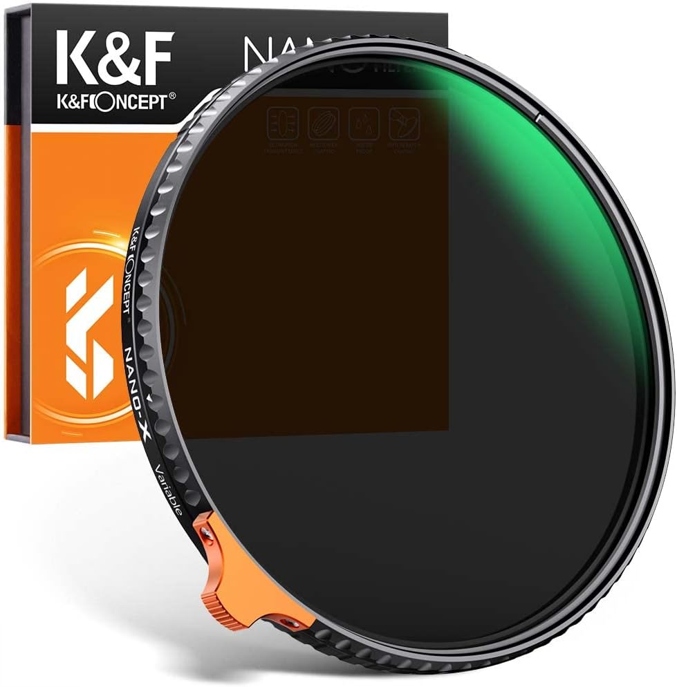 K&F Concept 72mm Variable ND Filter ND2-ND400 (9 Stops) with Putter HD 28 Multi-Layer Coated Janpanese Optical Glass Adjustable Neutral Density Filter for Camera Lens (Nano-X II) Pack of 2