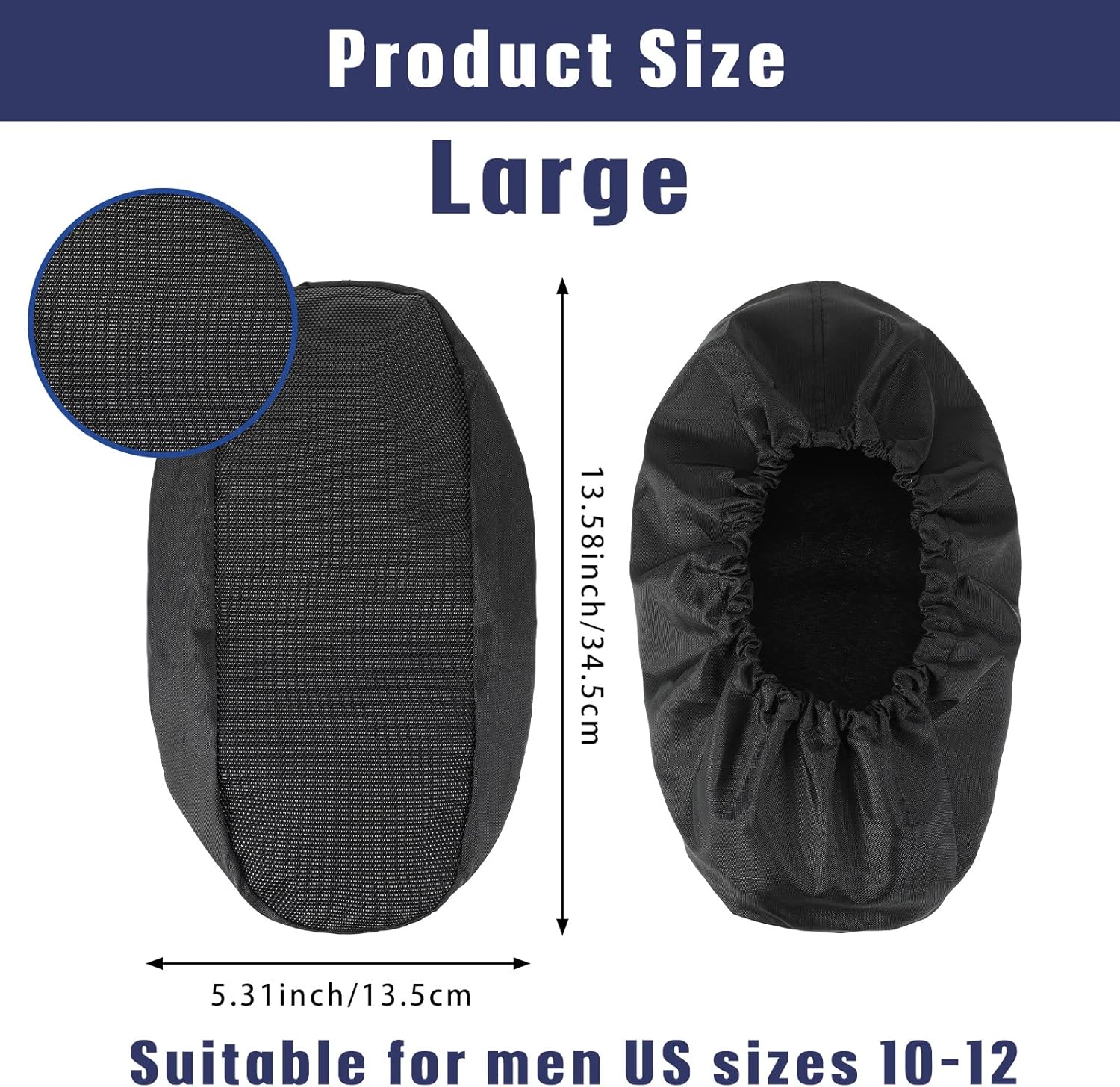 2 Pieces Walking Boot Cover Recovery Shoes Covers Non Skid Foot Brace Cover Reusable Boot Cover Waterproof Cast Rain Cover, (Black, Large)