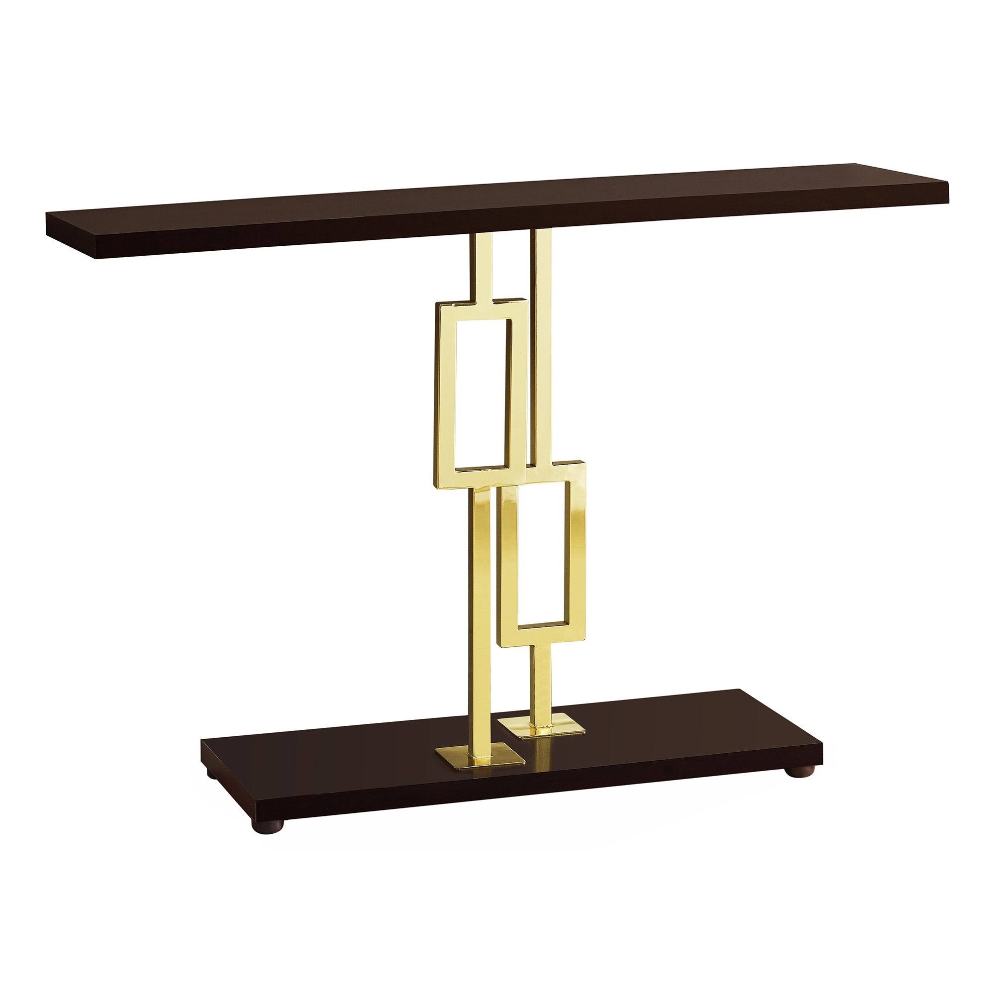 Monarch 3269 Cappuccino Gold Metal 48nch Accent Table - Wood - Brown