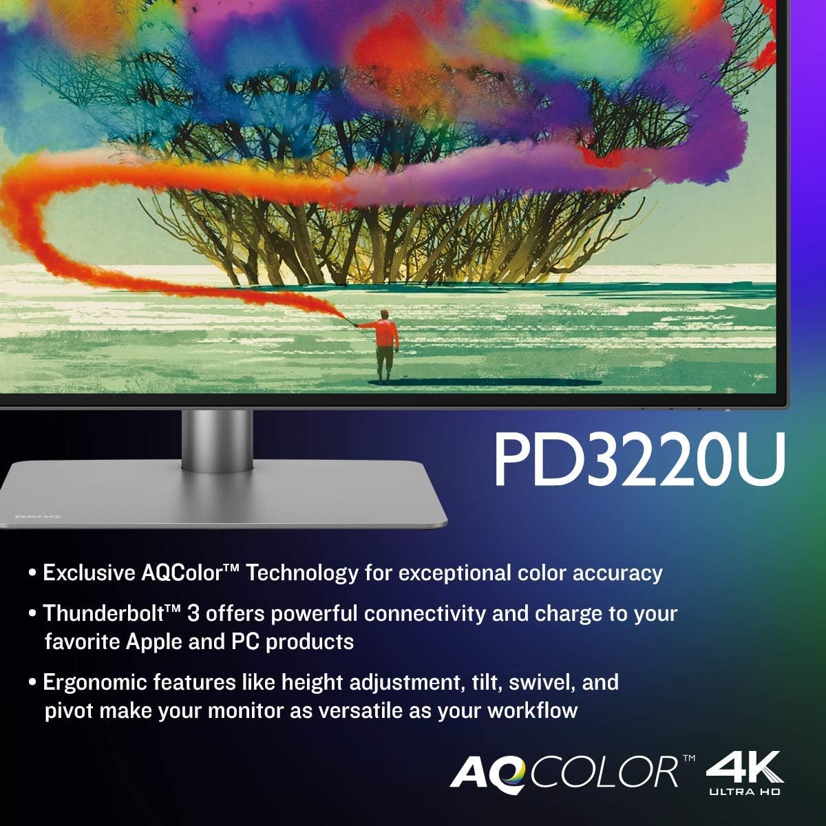 BenQ PD3220U 32 inch 4K Monitor IPS | HDR | AQCOLOR | Display P3 | DCI-P3 | sRGB|Rec.709 | Hotkey Puck G2 | Eye-Care | ICC sync | Thunderbolt 3 for Mac | Grey