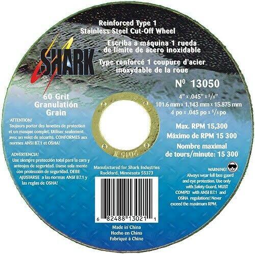 Shark Grinding Wheel Pipeline, 4.5 inch x 1/8 inch x 5/8 inch-11, 10-Pack, 24 Grit 13050