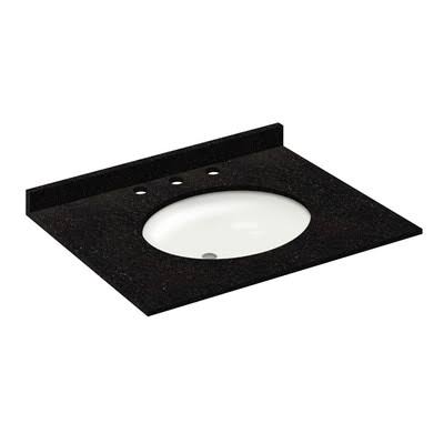 LessCare Vanity Top with Back Splash Finish: Absolute Black