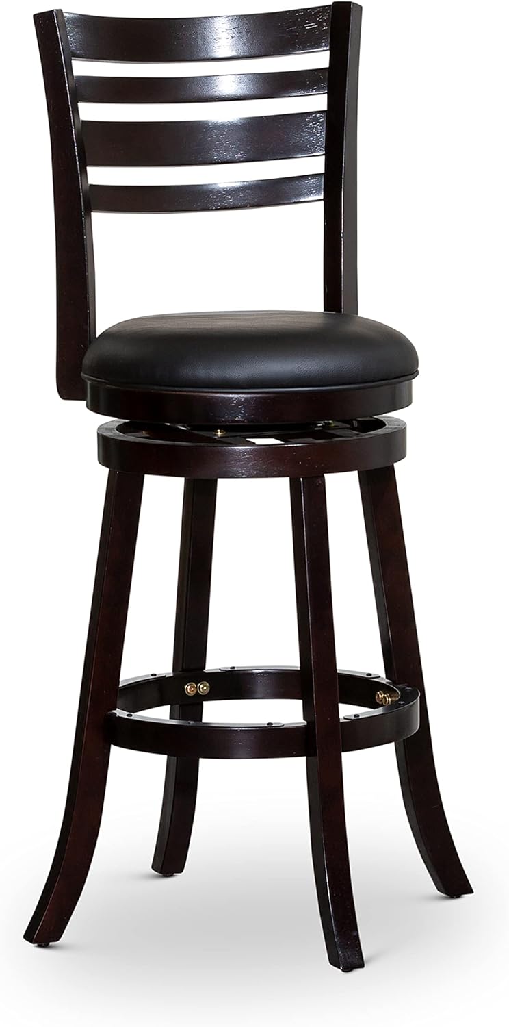 DTY Indoor Living Granby 4-Slat Back Bonded Leather Swivel Stool, 24
