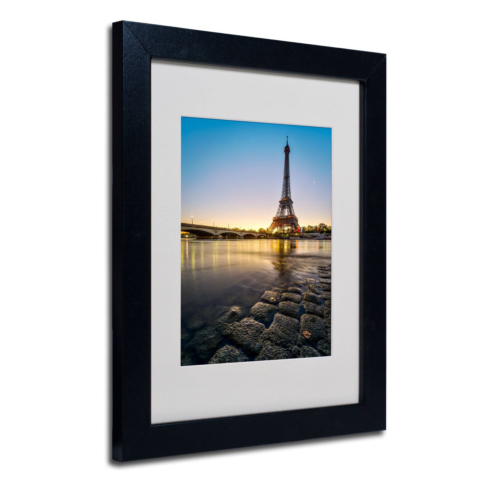 Trademark Fine Art Sunrise in Paris Artwork by Mathieu Rivrin, 16 by 20-Inch, Black Frame