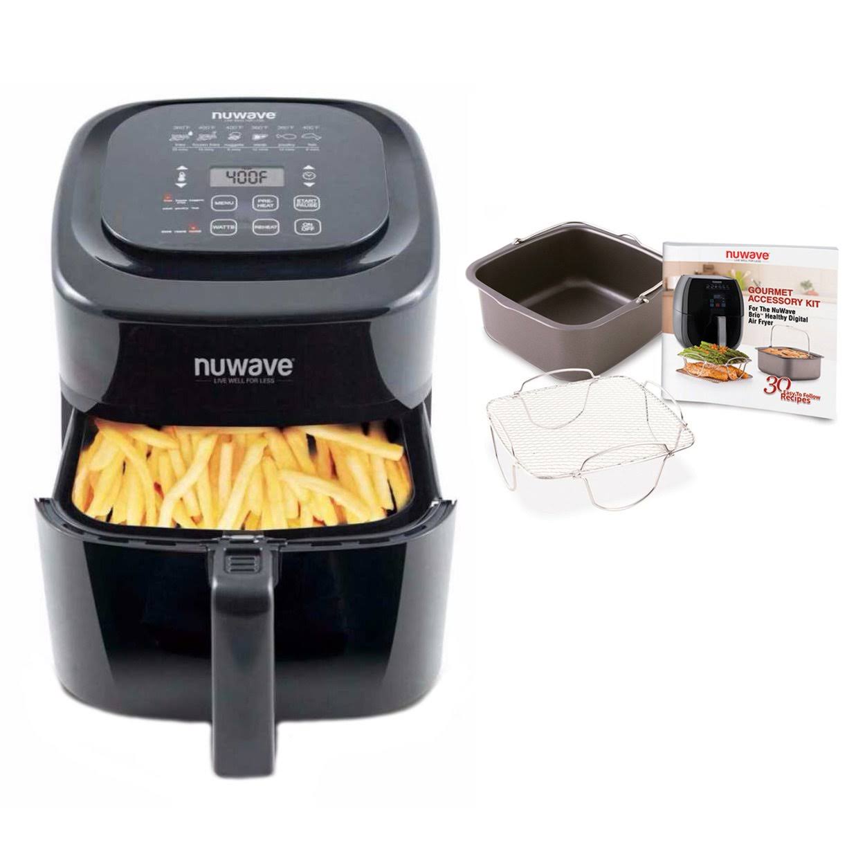 NuWave 6 qt Brio Air Fryer with Accessory Kit, Rever. Rack, Baking