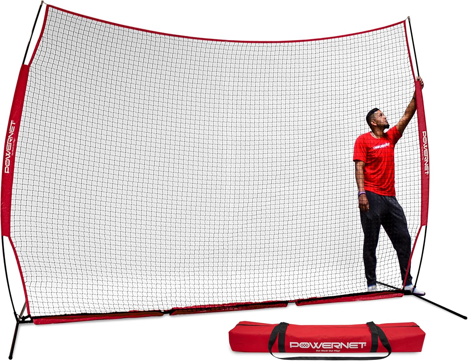 PowerNet 12 ft x 9 ft Sports Barrier Net | 108 SqFt of Protection | Safety Backstop | Portable EZ Setup Barricade for Baseball, Lacrosse, Basketball, Soccer, Field Hockey, Softball