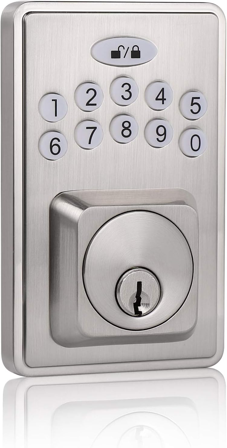 Probrico Keypad Deadbolt Lock Black, Electronic Deadbolt with 100 Codes, Code Door Lock Single Cylinder Smart Deadbolt Lock with 1-Touch Motorized Locking, Handy to Install & Programme Keypad Deadbolt Pack of 2