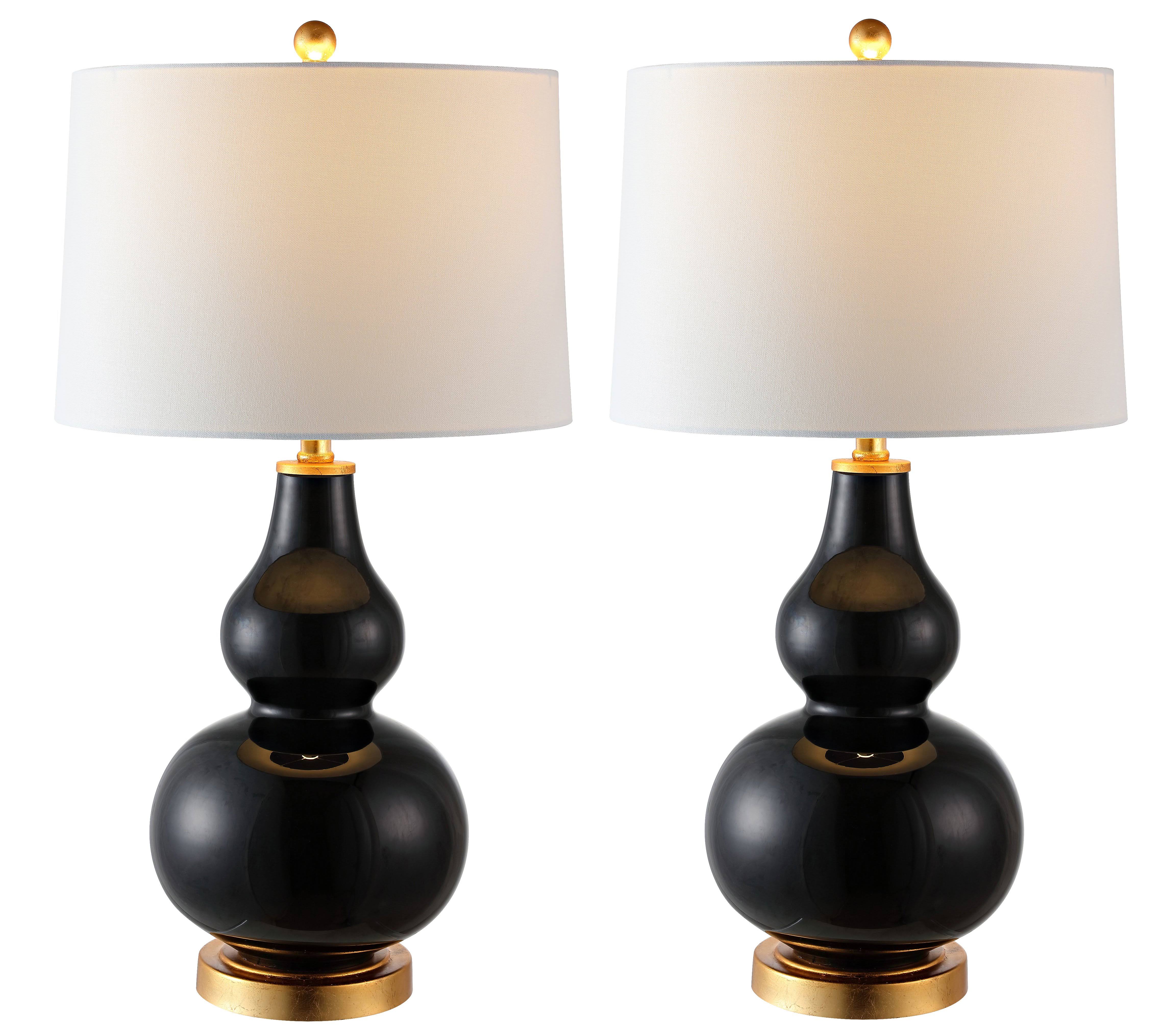 Safavieh Karlen Black u0026 Gold Leaf Table Lamp - Set of 2