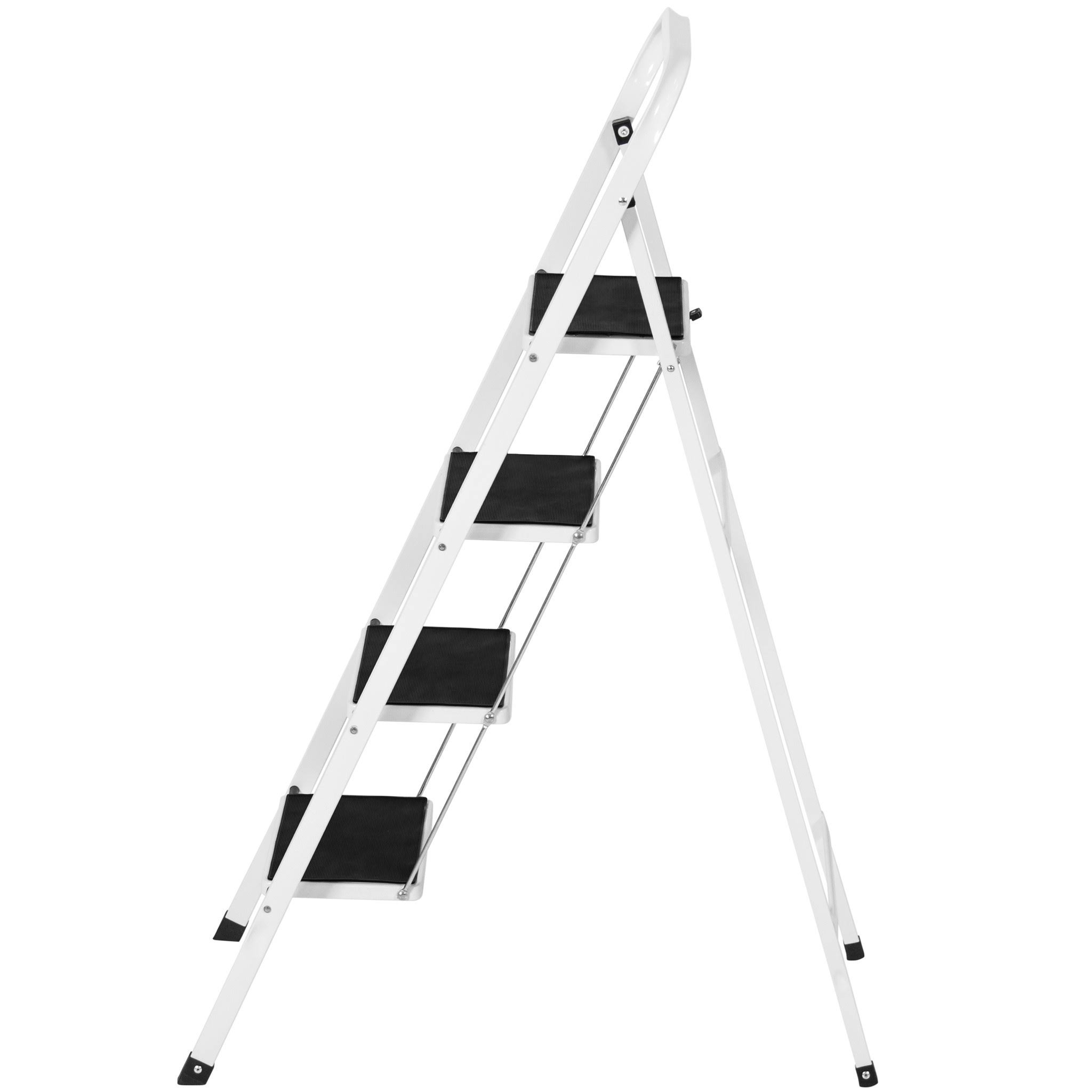 Best Choice Products Folding Portable Steel 4 Step Ladder, White/Black