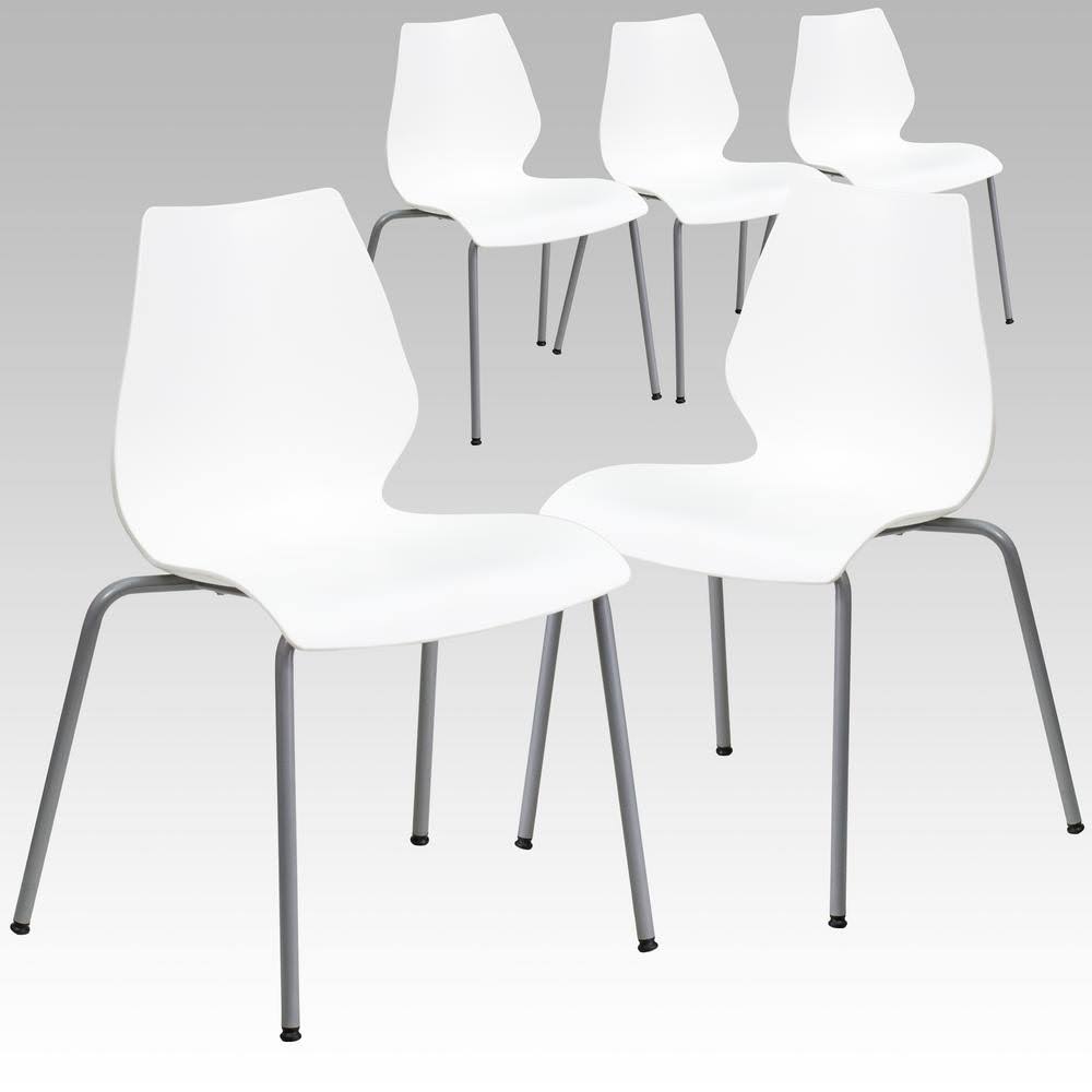 Carnegy Avenue White Plastic Stack Chairs (Set of 5)
