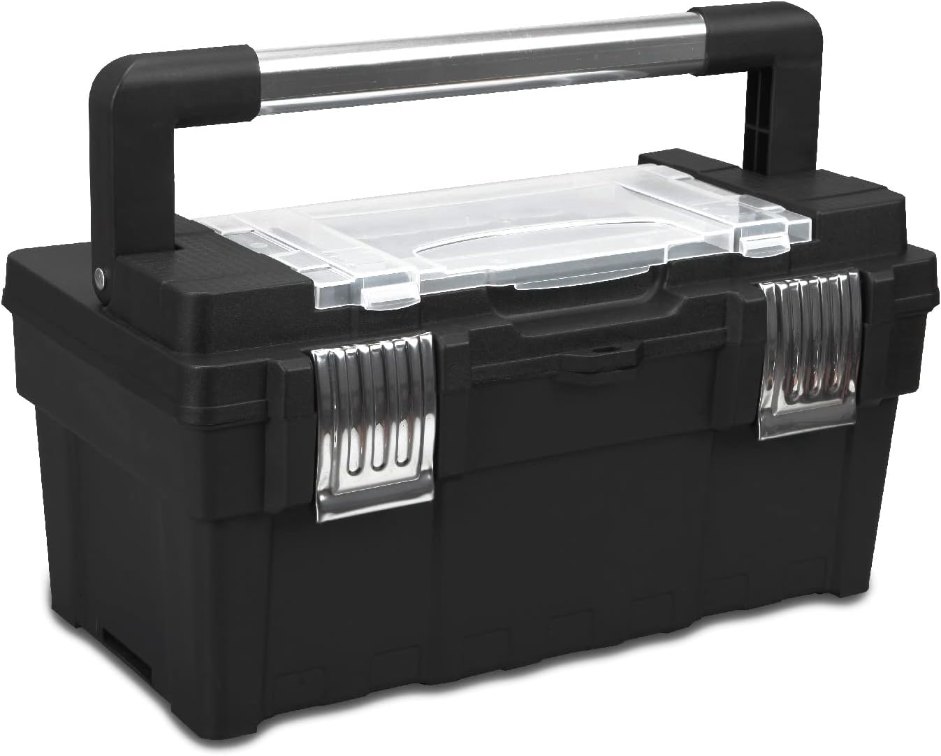 Jack Boss Tool Organizer Box 18 Inch Durable Tool Storage Box with Portable Removable Tray,Alum Alloy Handle,Tool Box with 2 Metal Snap Lock