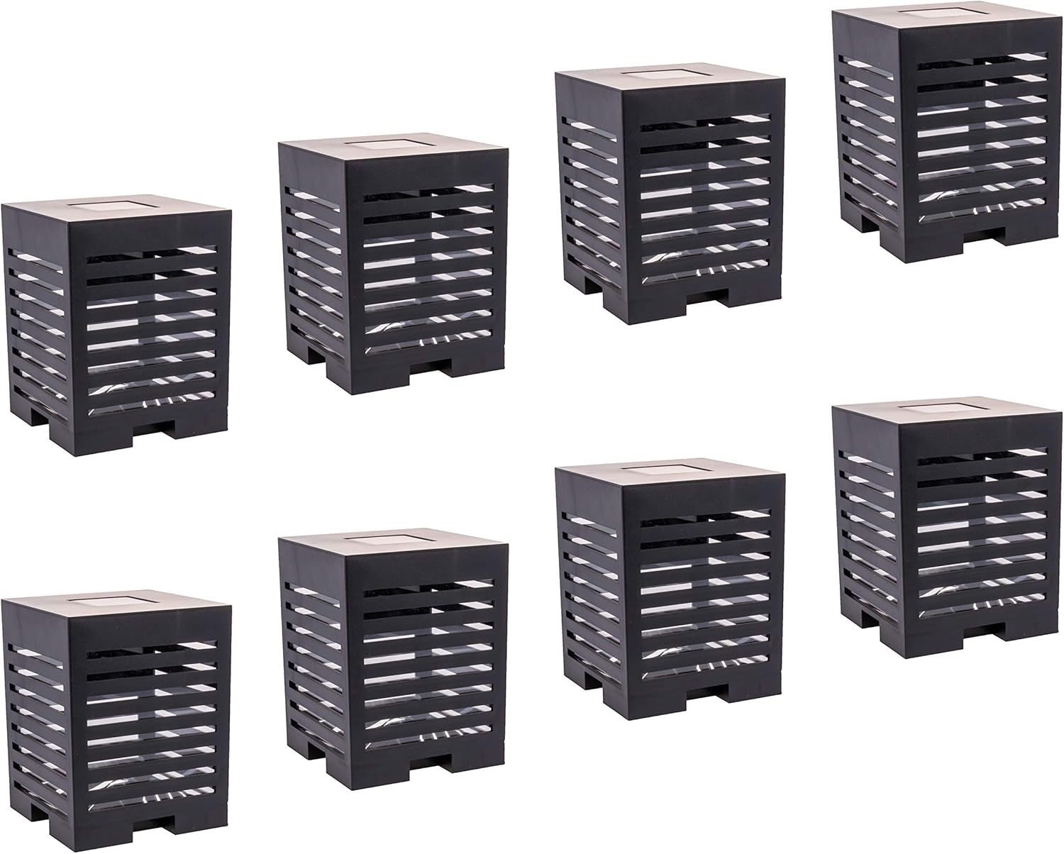 GreenLighting 4 Pack Modern Grooved Solar Powered LED Post Cap Light for 4x4 or 5x5 Posts (Black)