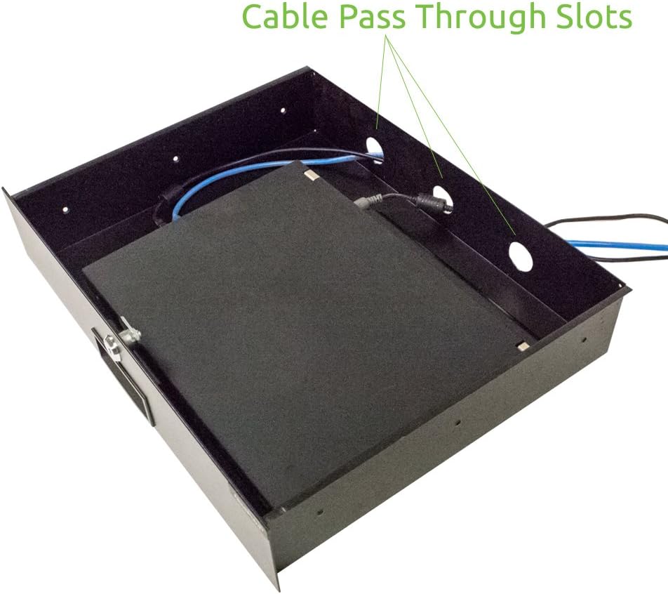 NavePoint Rack Mount Drawer for 19-Inch Server Cabinet Case Or DJ with Lock and Key 1U Black Pack of 2