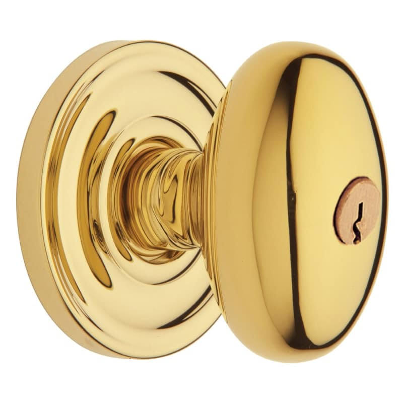 Baldwin 5226031ENTR Non Lacquered Brass Egg Style Keyed Entry Knob Set