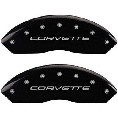 MGP Caliper Covers 13007SCV5RD Corvette C5 Logo Type Caliper Cover with Red Powder Coat Finish and Silver Characters, (Set of 4)