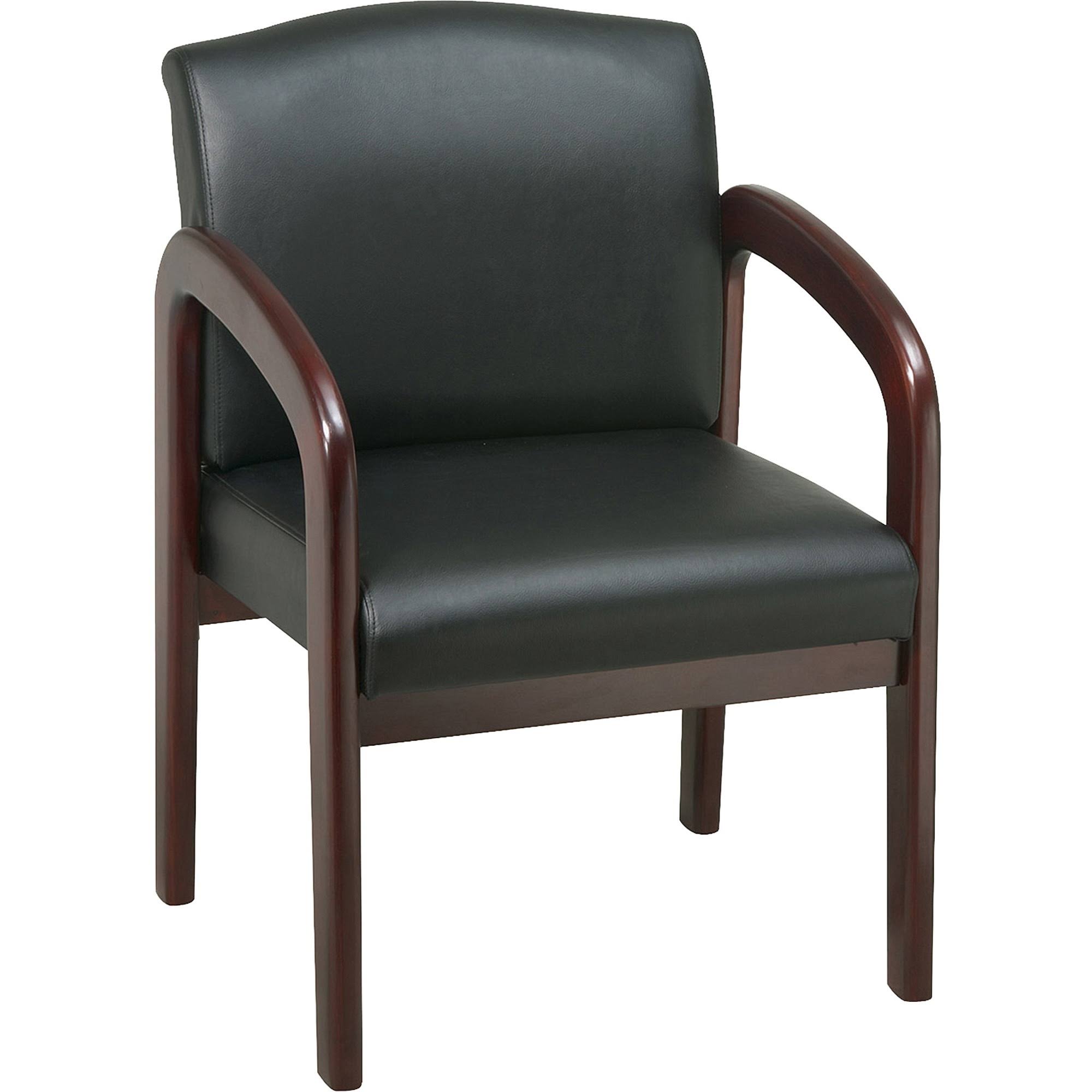 Lorell Deluxe Guest Chair, Black/Mahogany