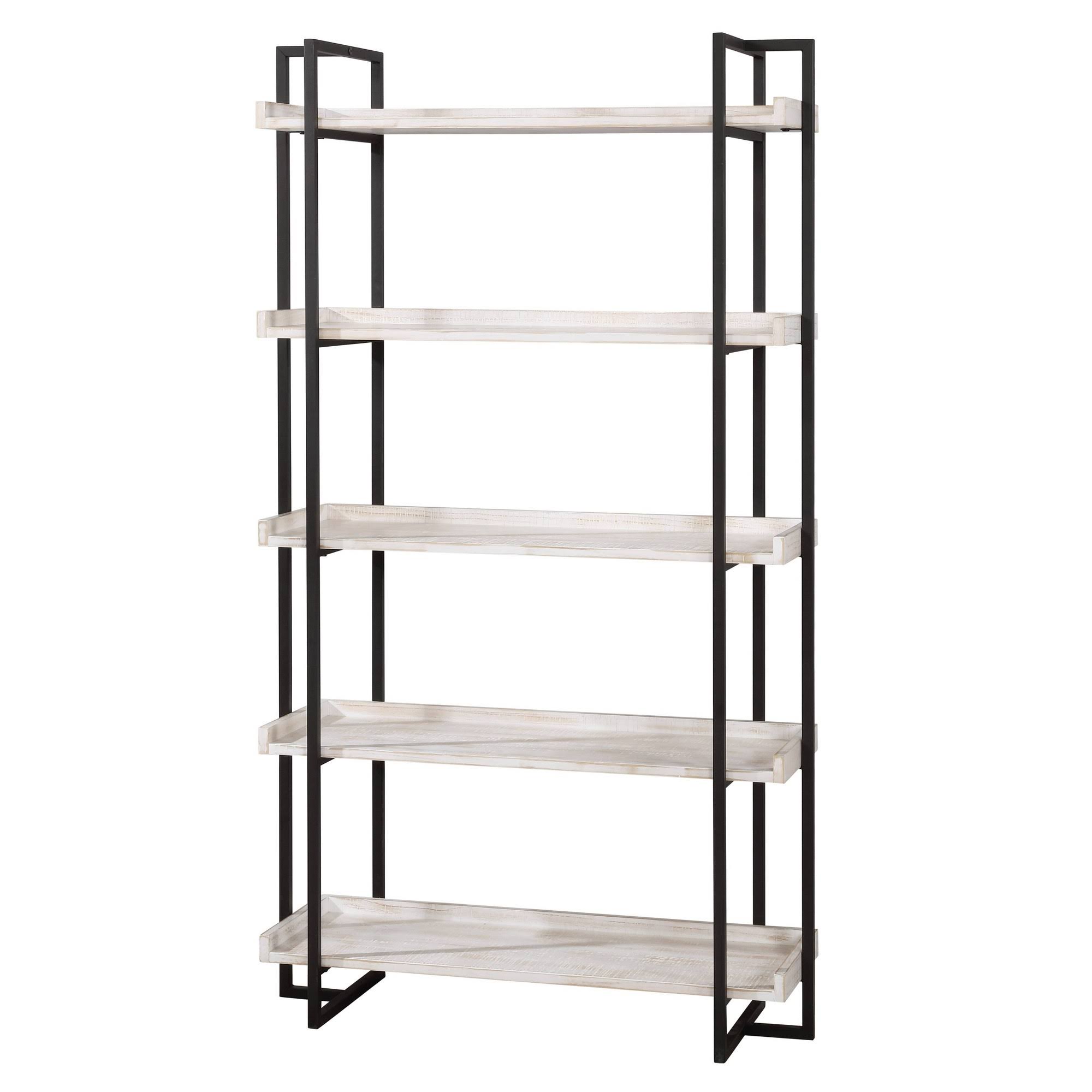 72x22 Kellare 5 Shelf Contemporary Bookcase Antique White/Black - HOMES: Inside + Out