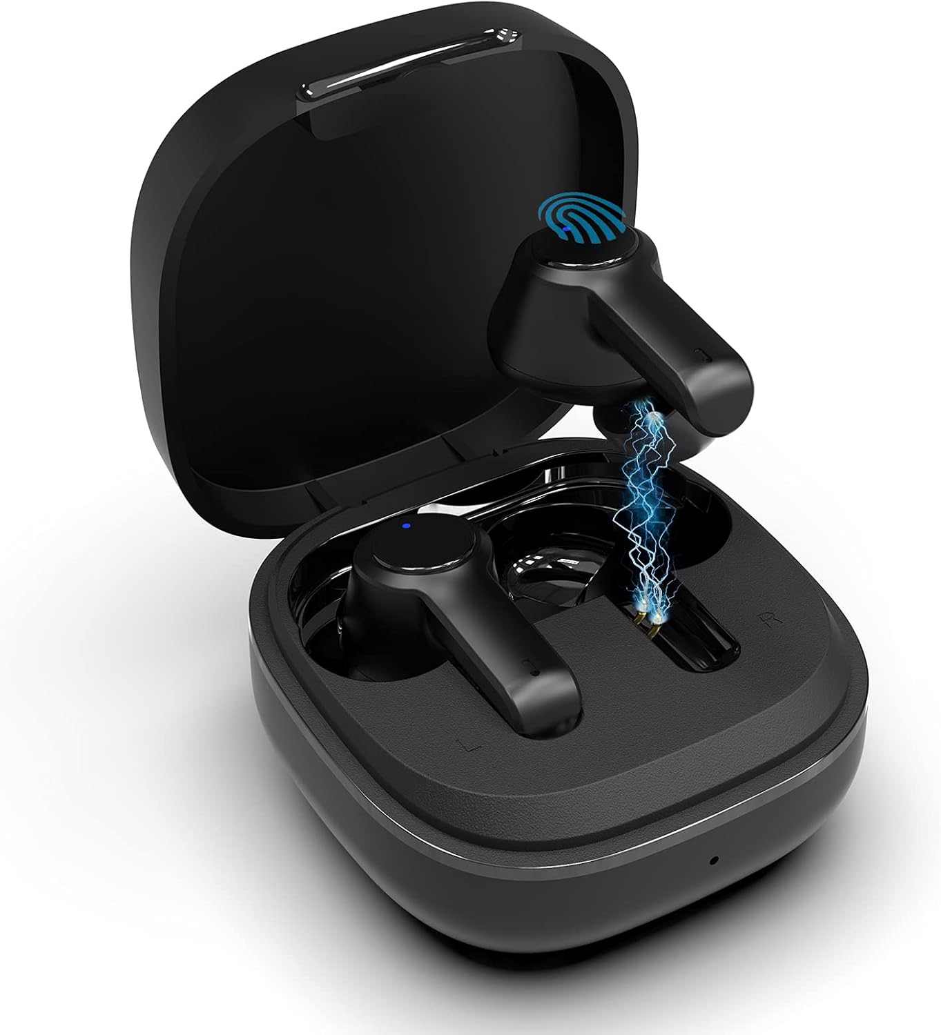 Bluetooth Earphone Hismell Wireless Earbuds Bluetooth 5.2 Headphones with Charging Case IPX4 Waterproof Stereo Sound Earphones Built-in Mic ANC in-Ear Headsets Deep Bass for Sports (Black) Pack of 2