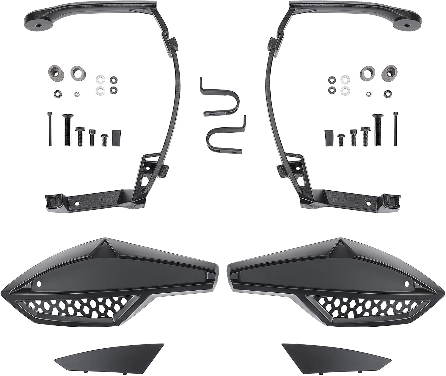 Kemimoto ATV HandGuard and Wind Deflector Kit with Mounting Straps Compatible with Can-Am Outlander, Renegade and DS, Replace 715001706 + 715001378