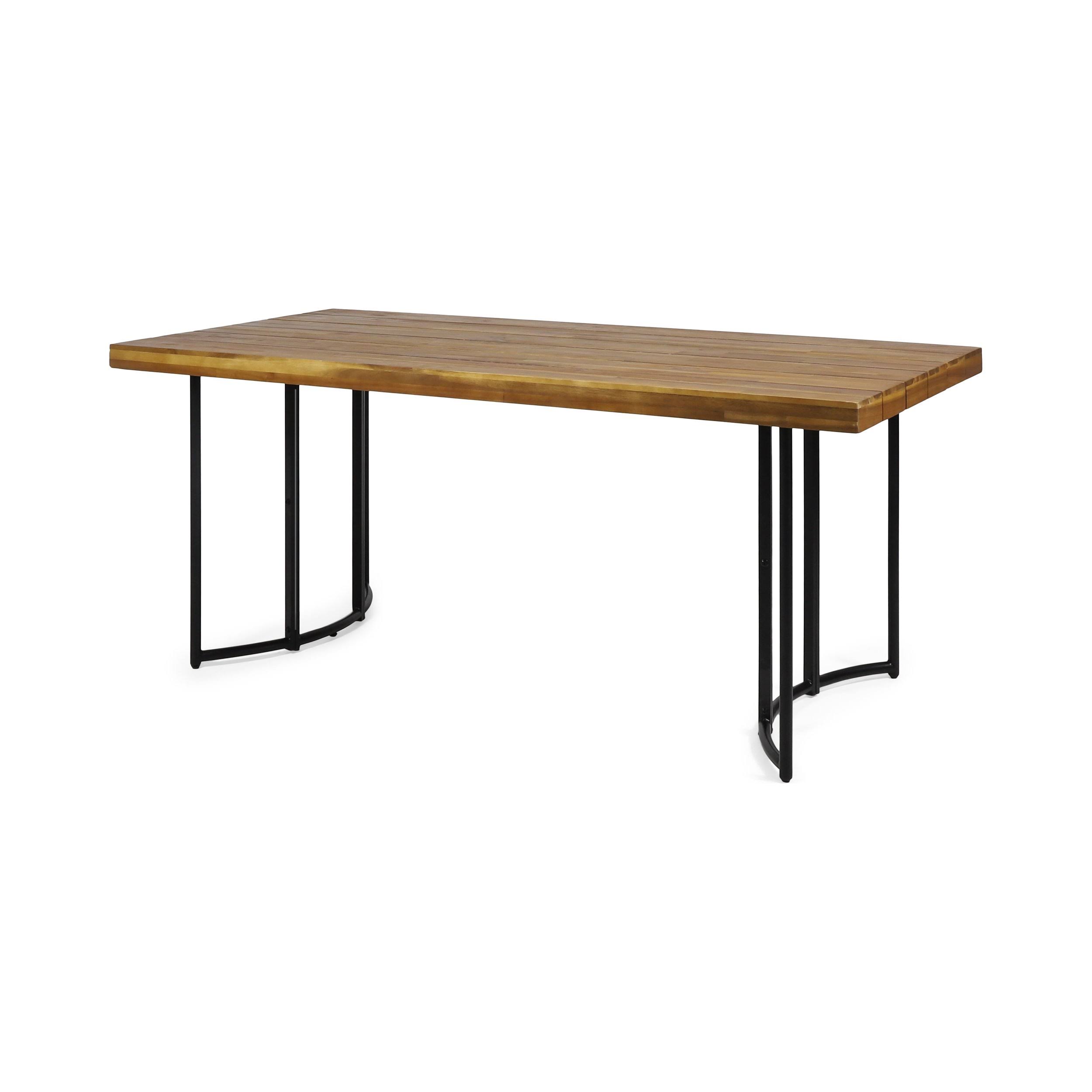 Serena Outdoor Modern Industrial Acacia Wood Dining Table by GDFStudio