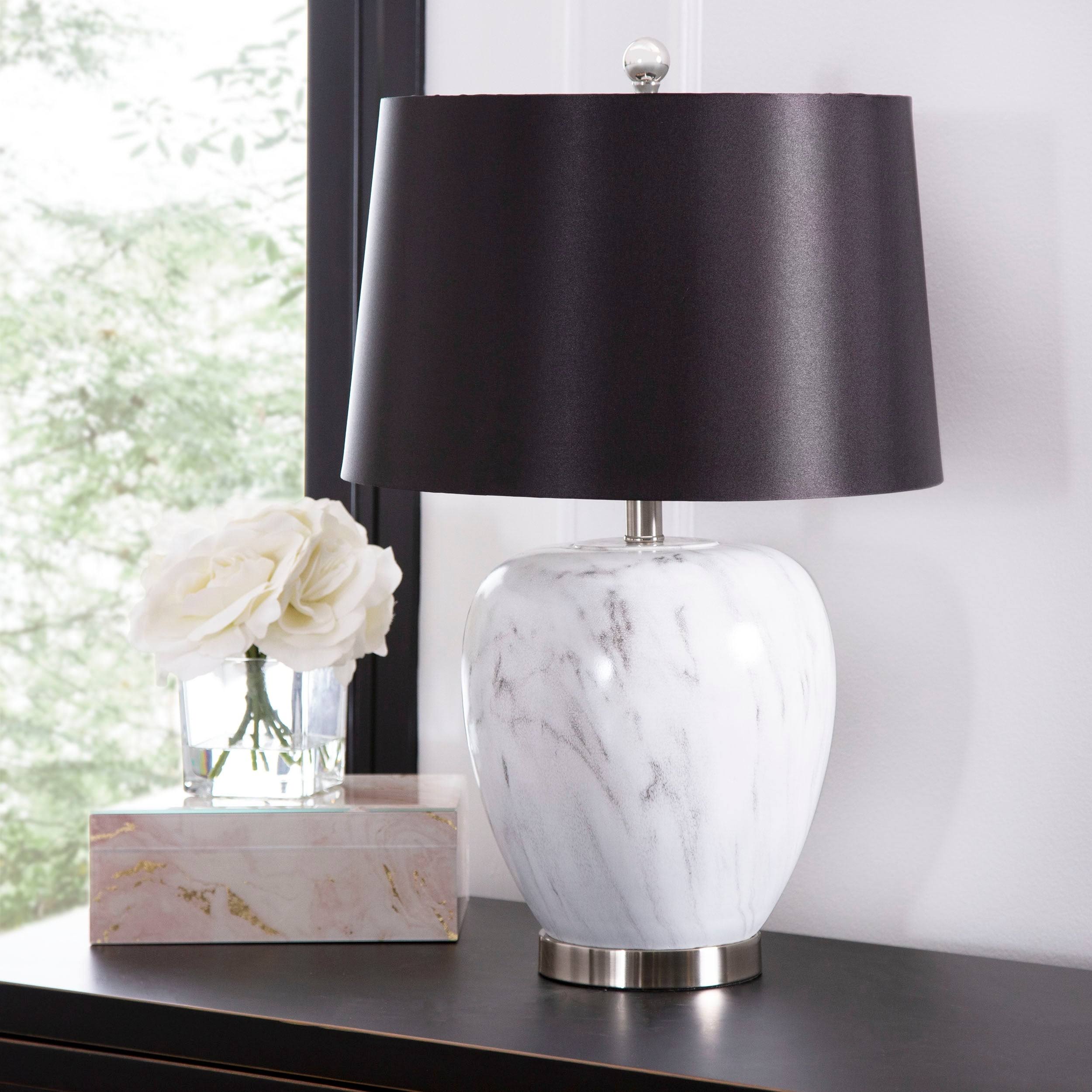 Abbyson Daniella 26 inch Marble Table Lamp - Black/Multi/White