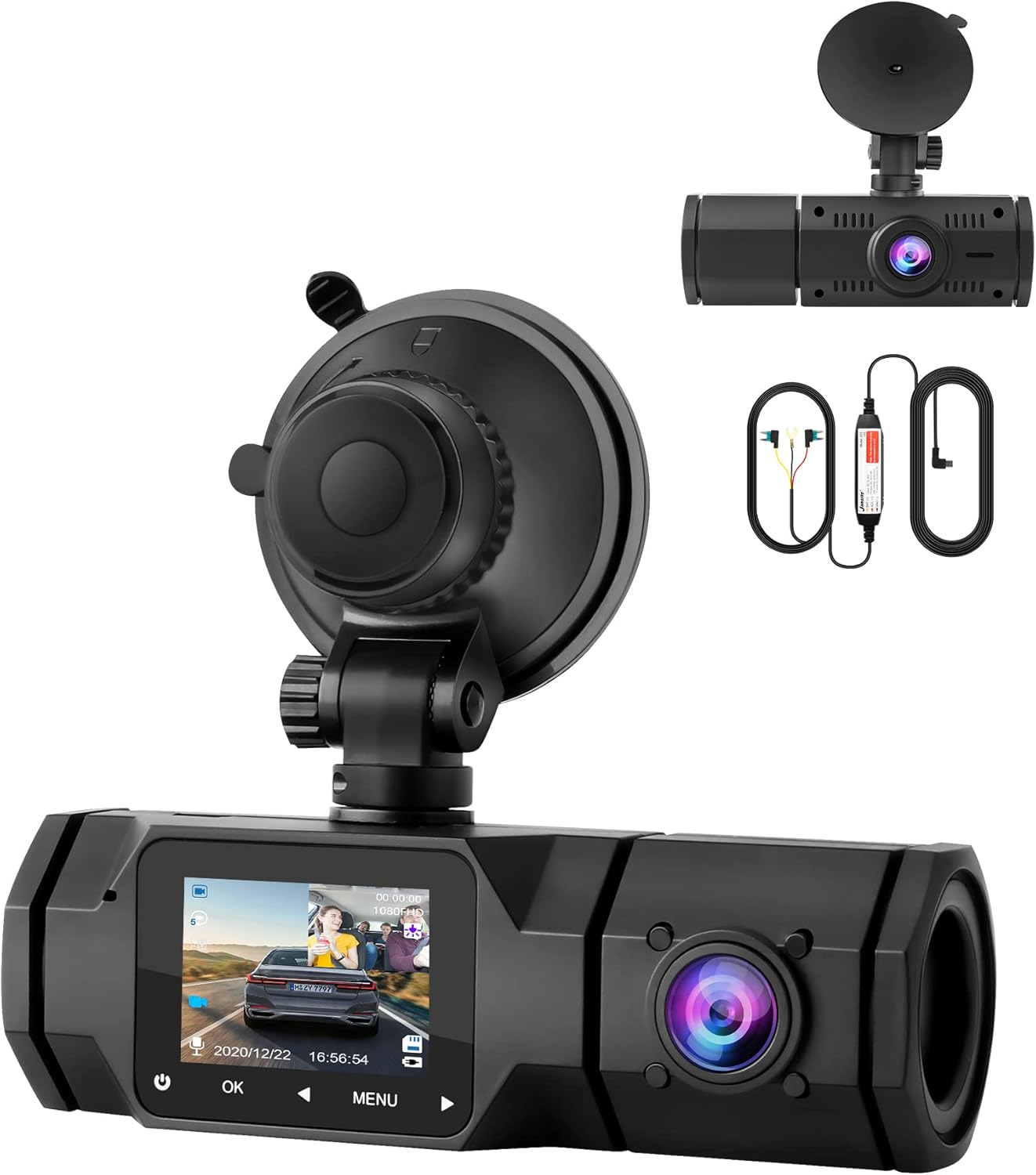 Dual Dash Cam Front and Inside FHD 1080P Dual Dash Camera for Cars Interior Dashcams for Cars with Infrared Night Vision,Parking Monitor for Truck and Taxi Driver Hardwire kit Included Pack of 2