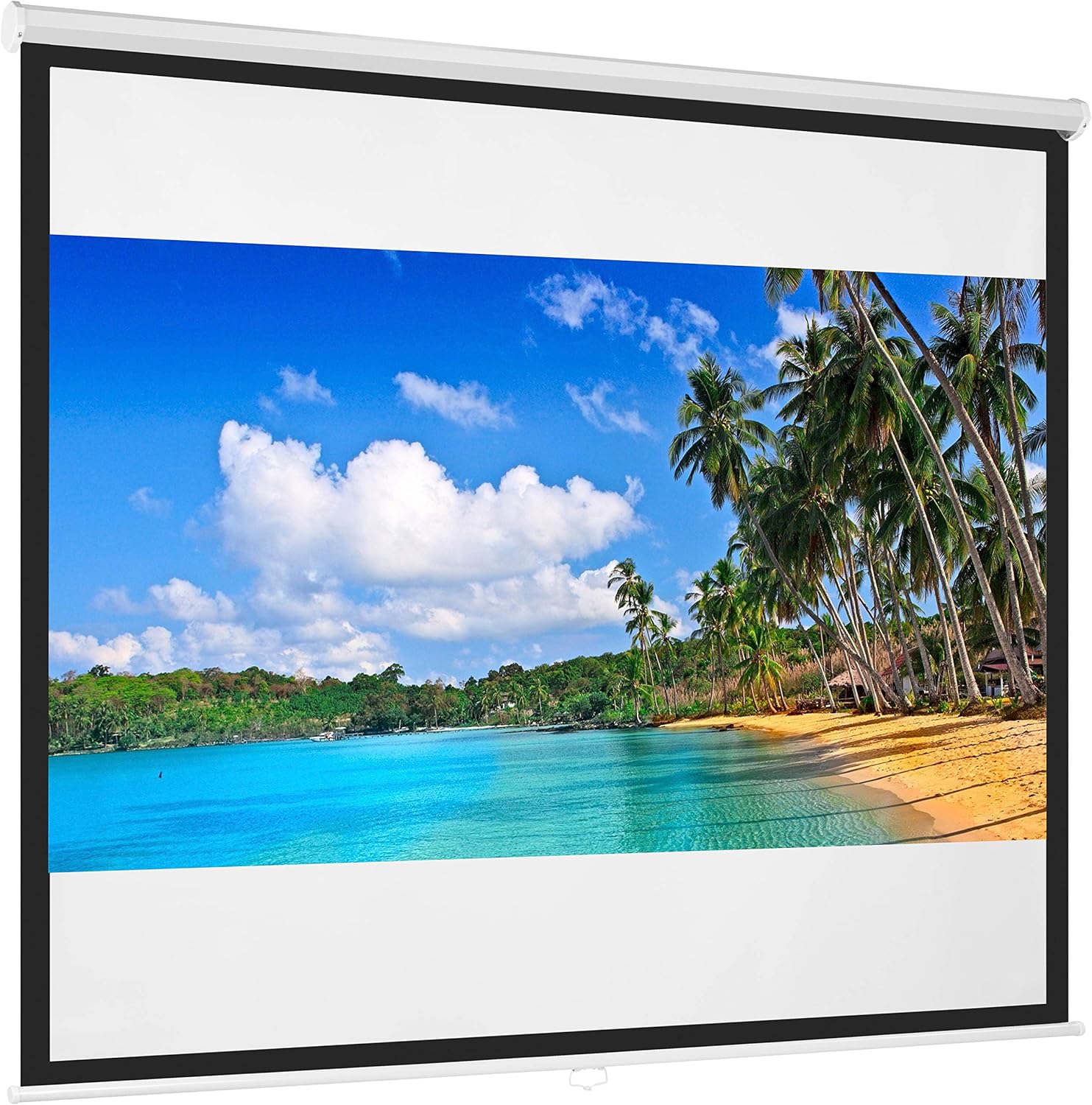 Best Choice Products 119in Projector Screen 1:1 Indoor Manual Pull Down HD Projection Screen for Home Theater, Office, Media, Entertainment, Back Yard - White Pack of 2