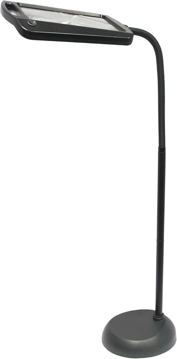 daylight24 402039-04 Full Page 8 x 10 Inch Magnifier LED Illuminated Floor Lamp, Black