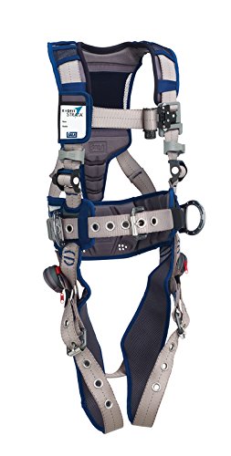 3M DBI-SALA 1112566 ExoFit STRATA, Aluminum Back/Side D-Rings, Tongue Buckle Leg Straps with Sewn in Hip Pad & Belt, Medium, Blue/Gray