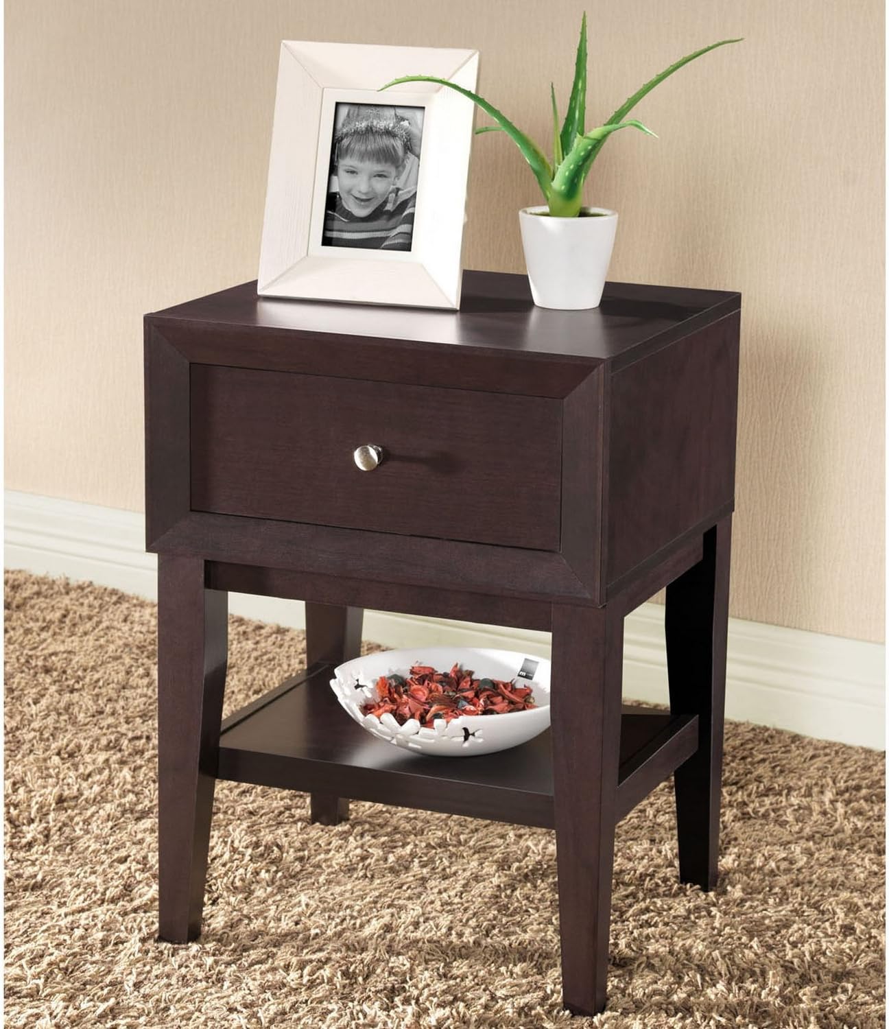 Baxton Studio Gaston Modern Accent Table and Nightstand, Brown