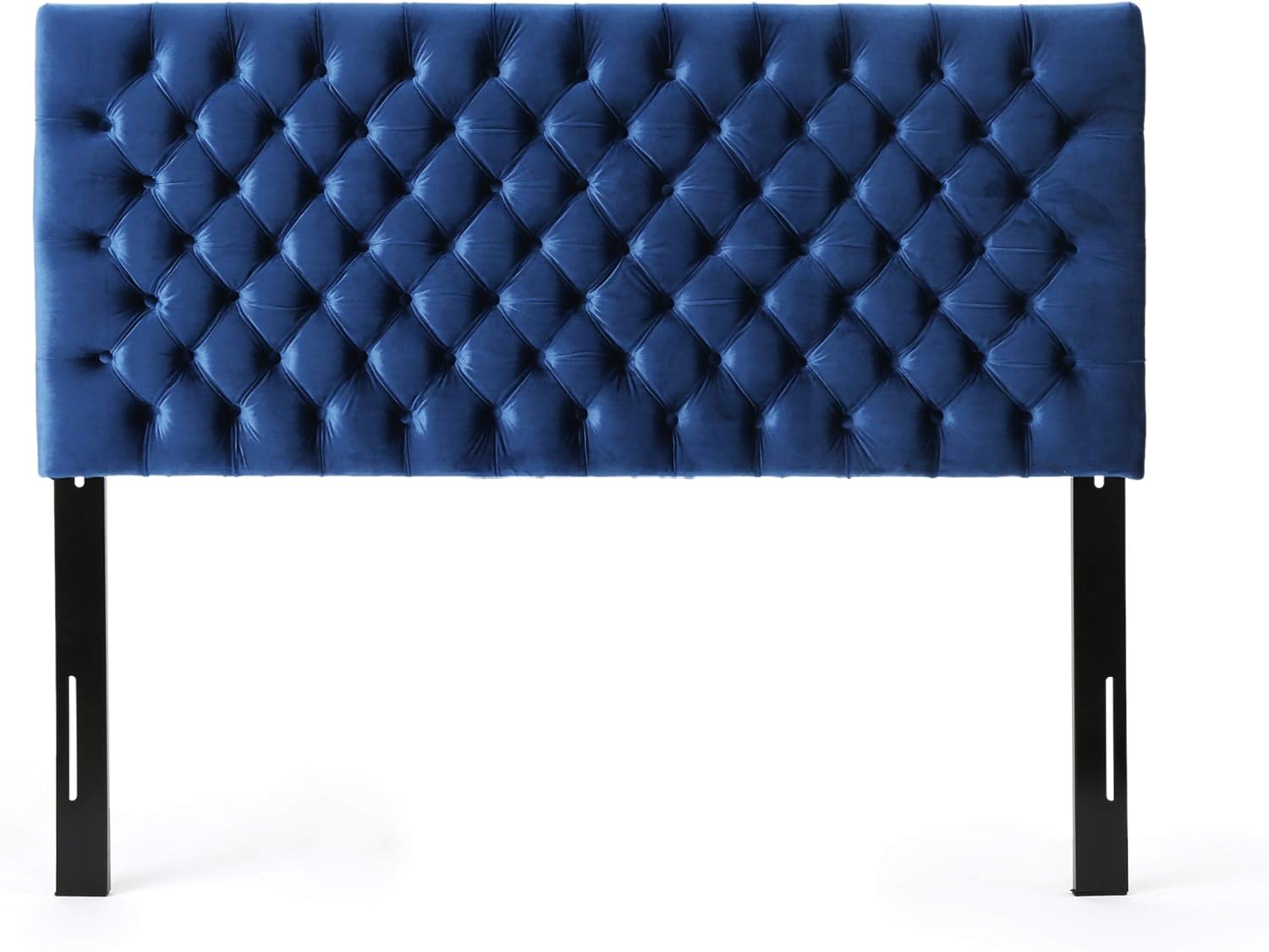Christopher Knight Home Jezebel Velvet Headboard, Queen / Full, Navy Blue / Black Steel