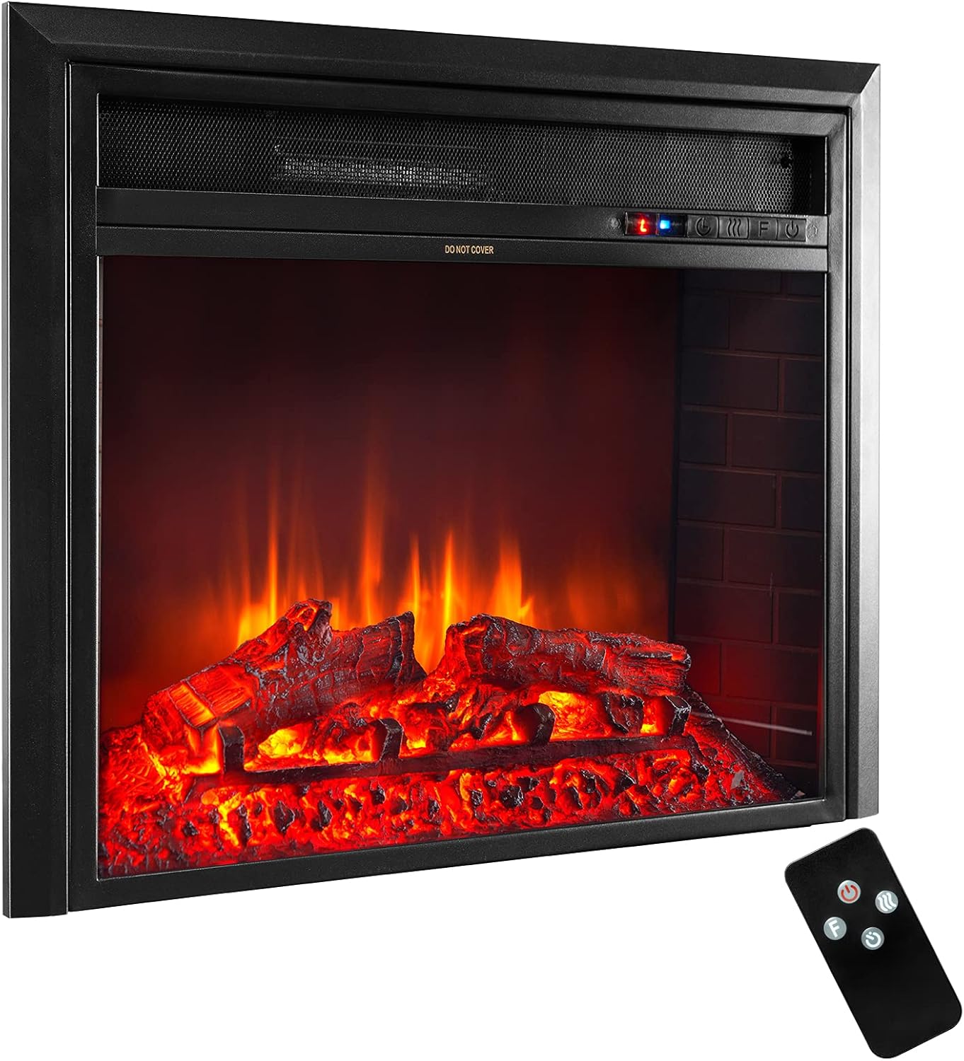 oneinmil Electric Fireplace, 25 inches Insert Electric Fireplace, Home Office Heater with Remote Control and Thermal Protection, 750/1500W, Black