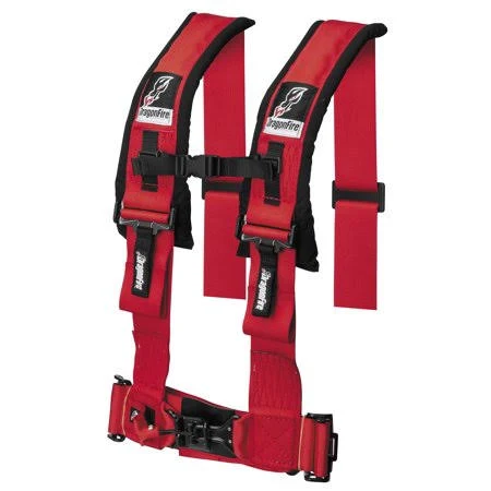 Dragonfire Racing 4-Point 3 H-Style Harness with Sternum Clip (3 ) (Red)