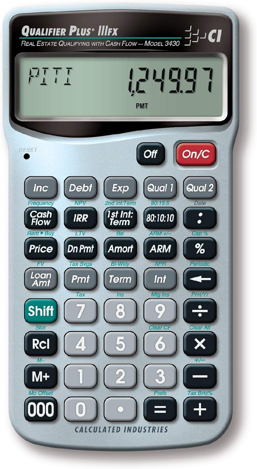 Calculated Industries 3430 Qualifier Plus IIIfx Advanced Real Estate Mortgage Finance Calculator | Clearly-Labeled Keys | Buyer Pre-Qualifying | Payments, Amortizations, ARMs, Combos, FHA/VA, More Pack of 2